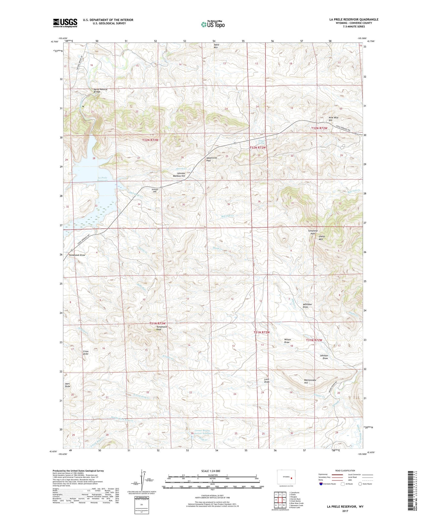 La Prele Reservoir Wyoming US Topo Map Image