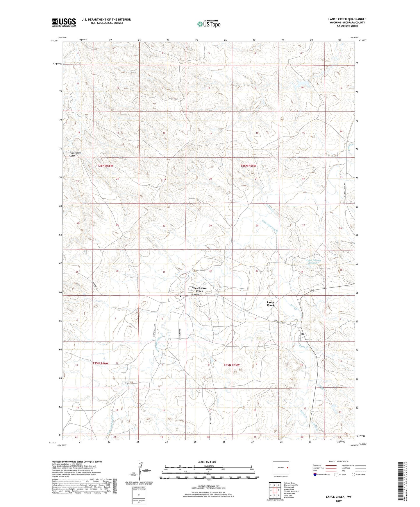 Lance Creek Wyoming US Topo Map Image
