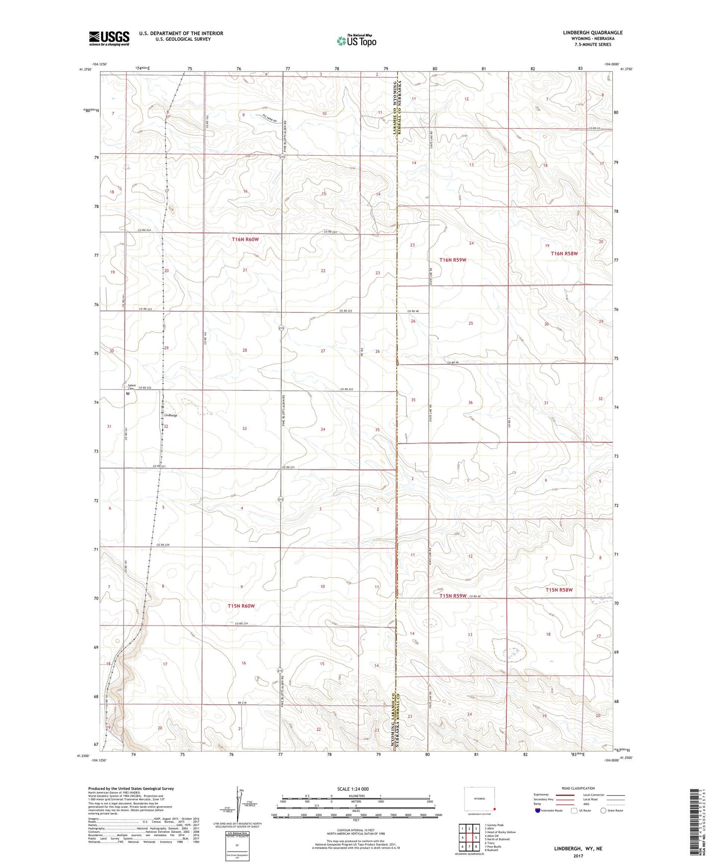 Lindbergh Wyoming US Topo Map Image