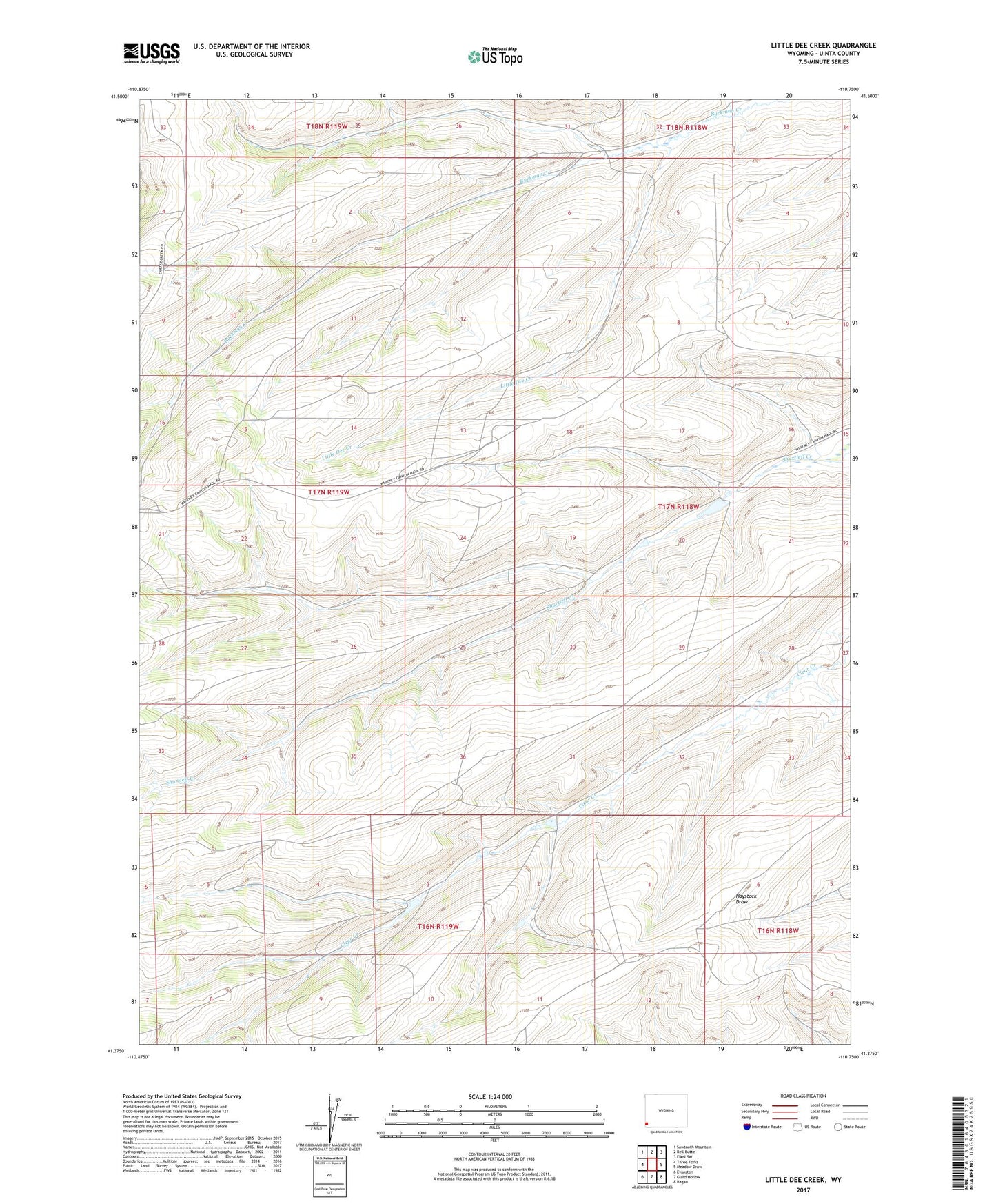 Little Dee Creek Wyoming US Topo Map Image
