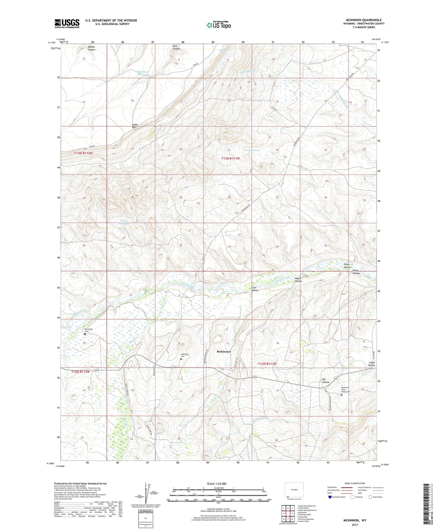 McKinnon Wyoming US Topo Map Image