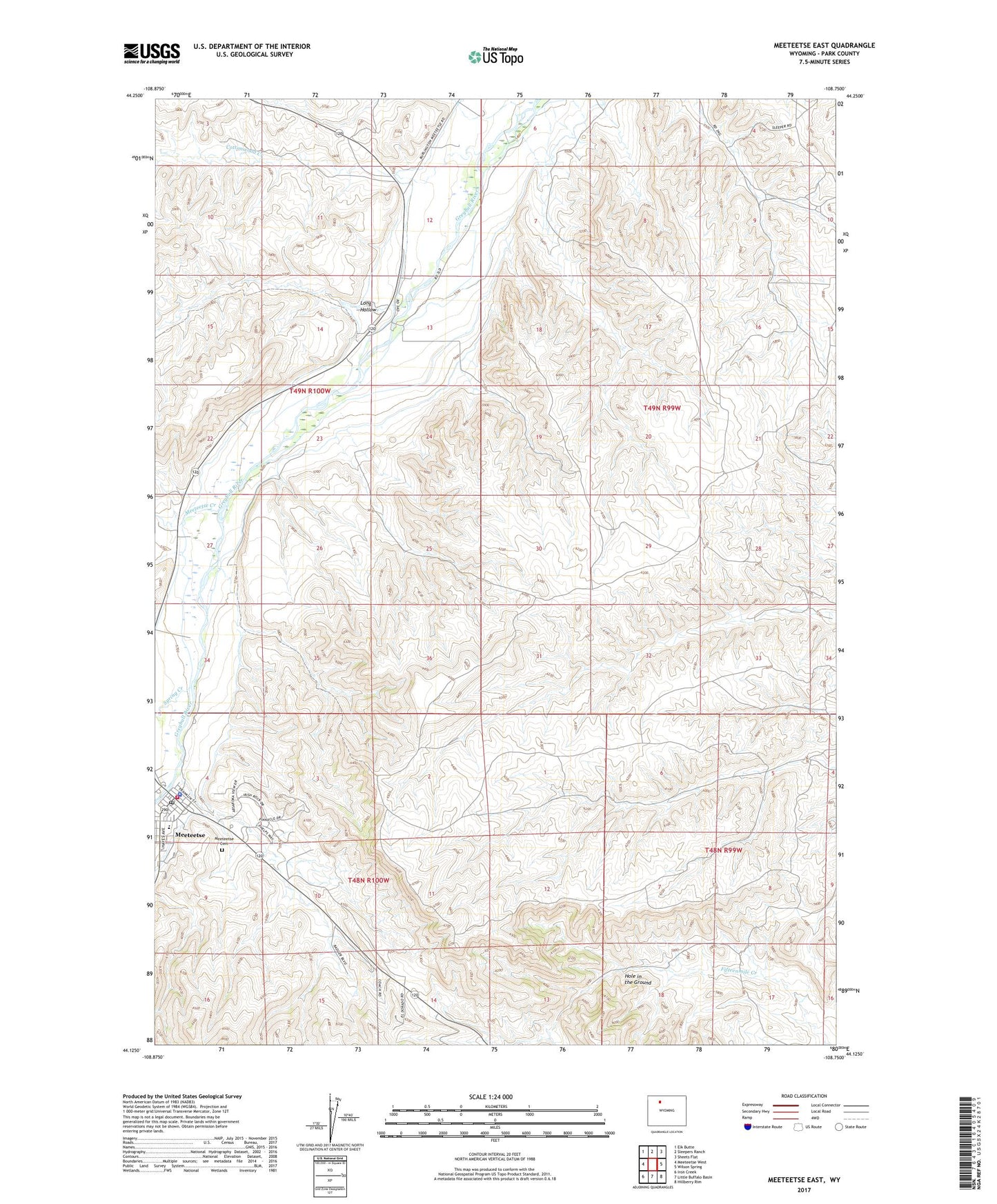 Meeteetse East Wyoming US Topo Map Image