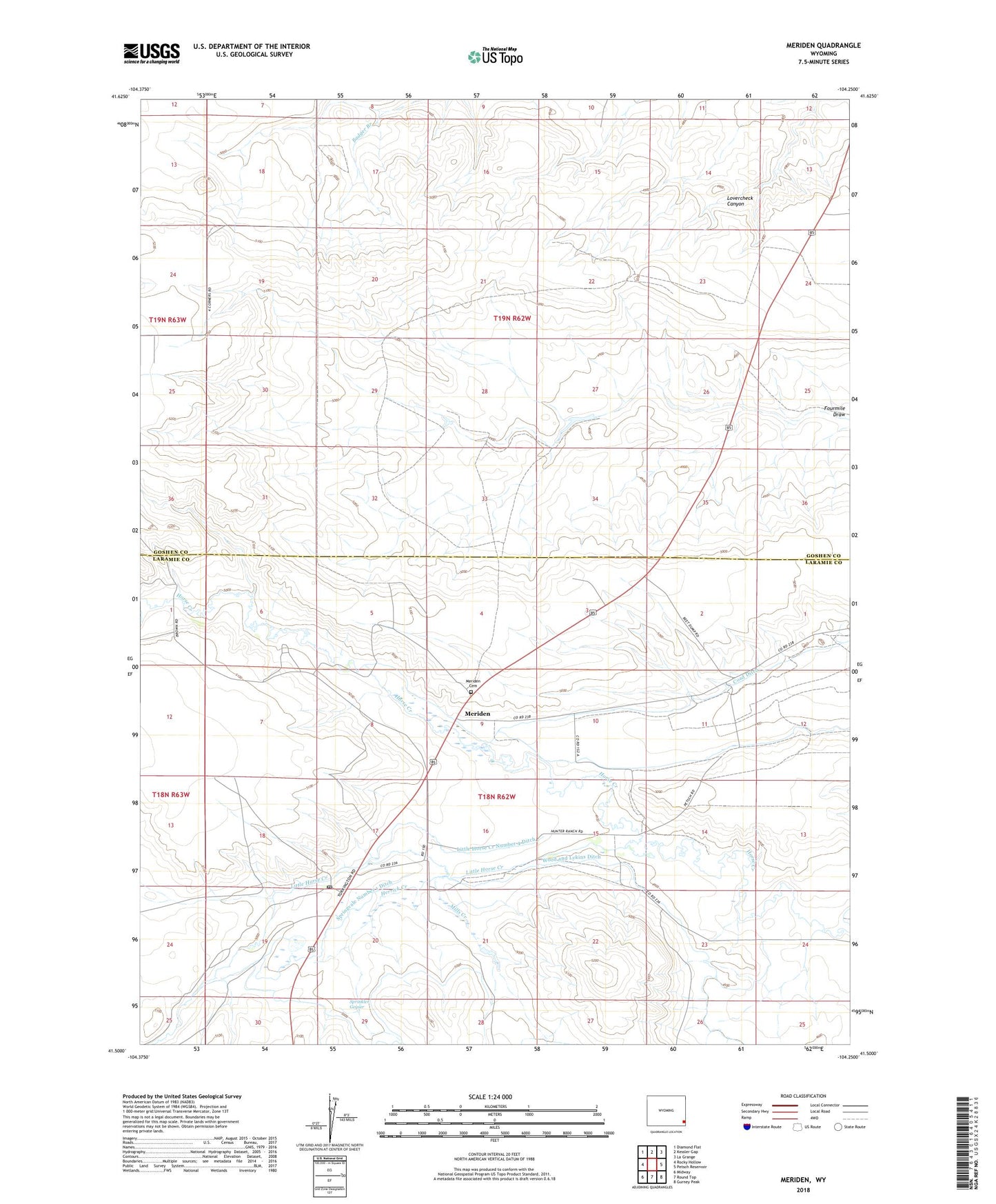 Meriden Wyoming US Topo Map Image