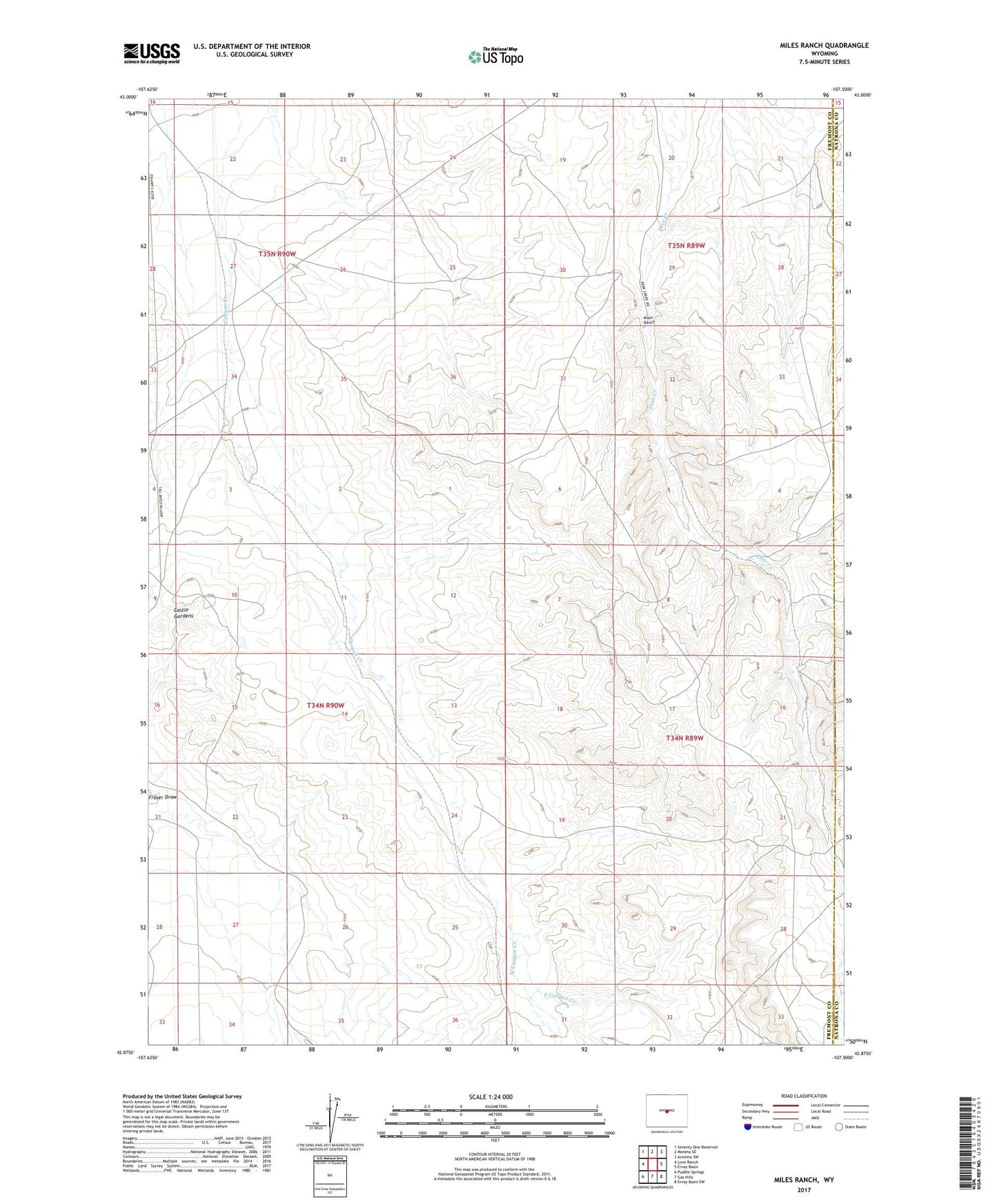 Miles Ranch Wyoming US Topo Map Image