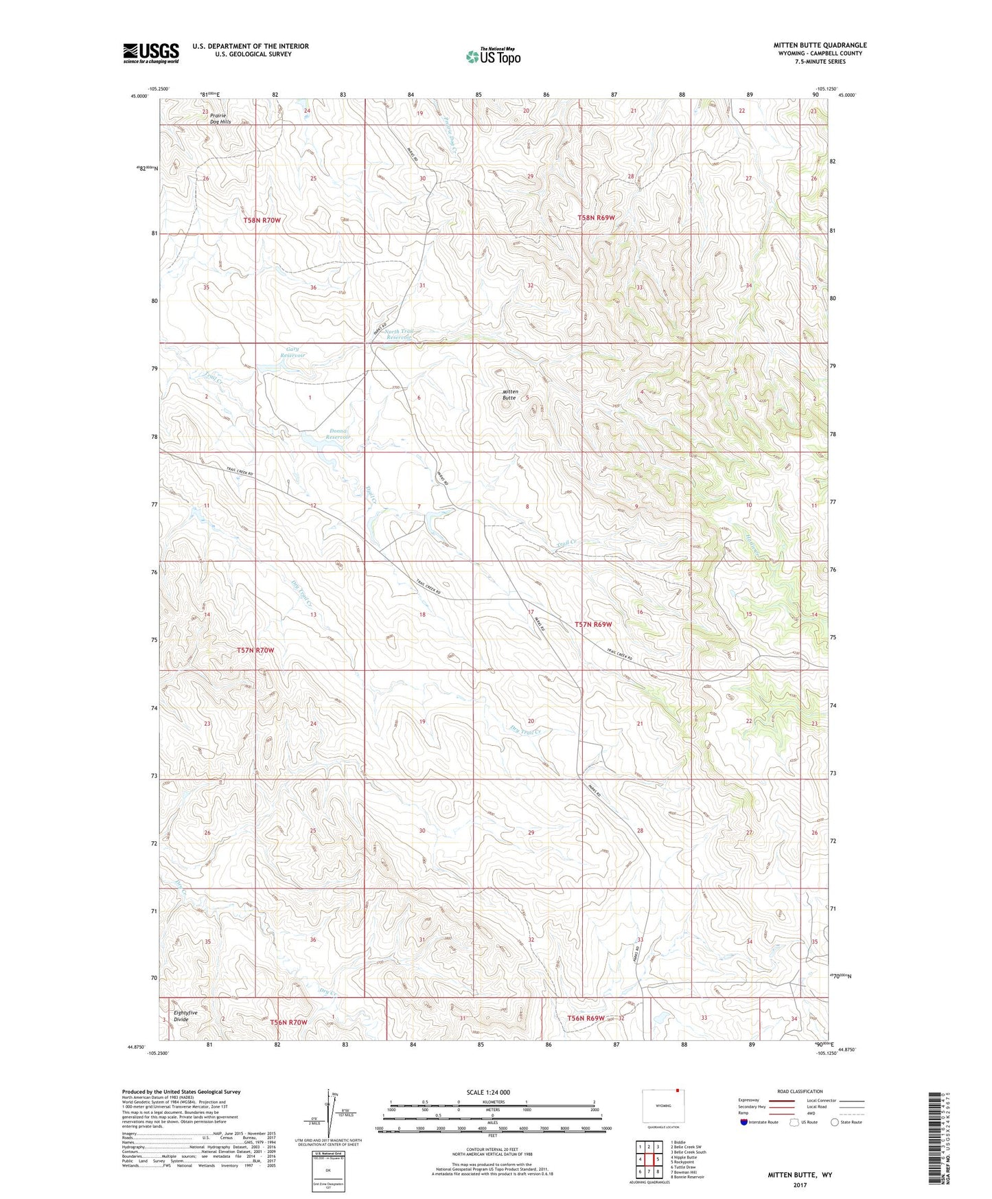 Mitten Butte Wyoming US Topo Map Image