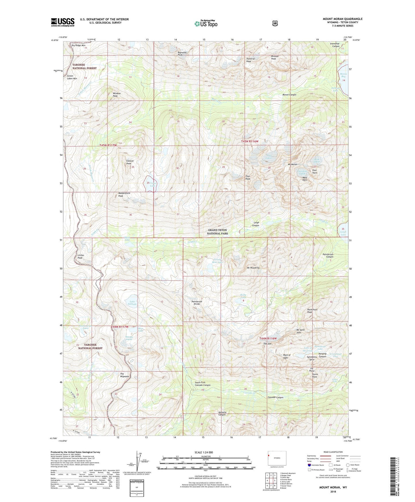 Mount Moran Wyoming US Topo Map Image