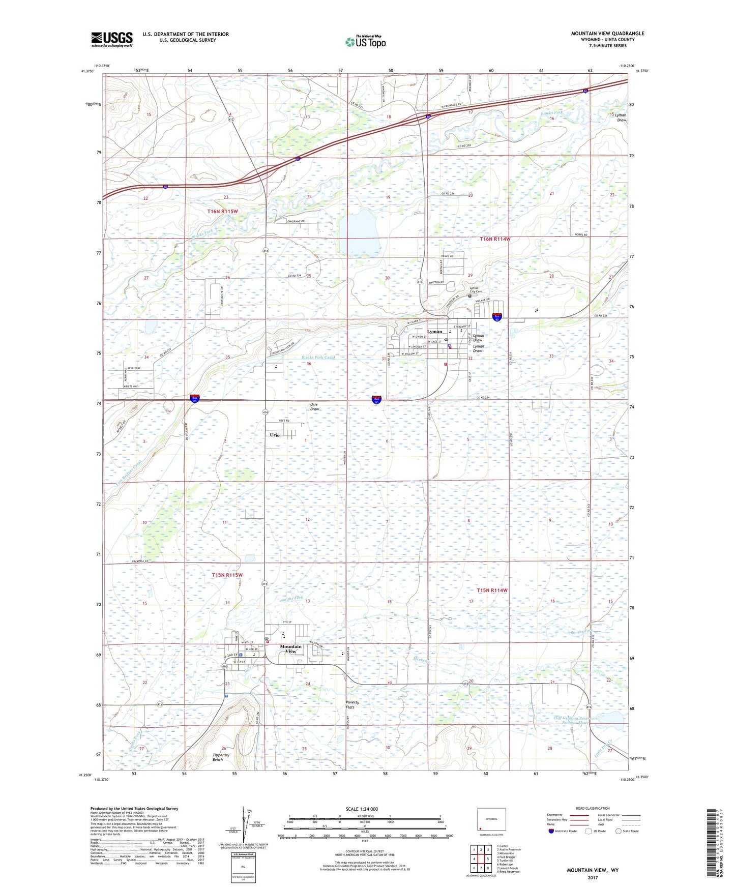 Mountain View Wyoming US Topo Map Image