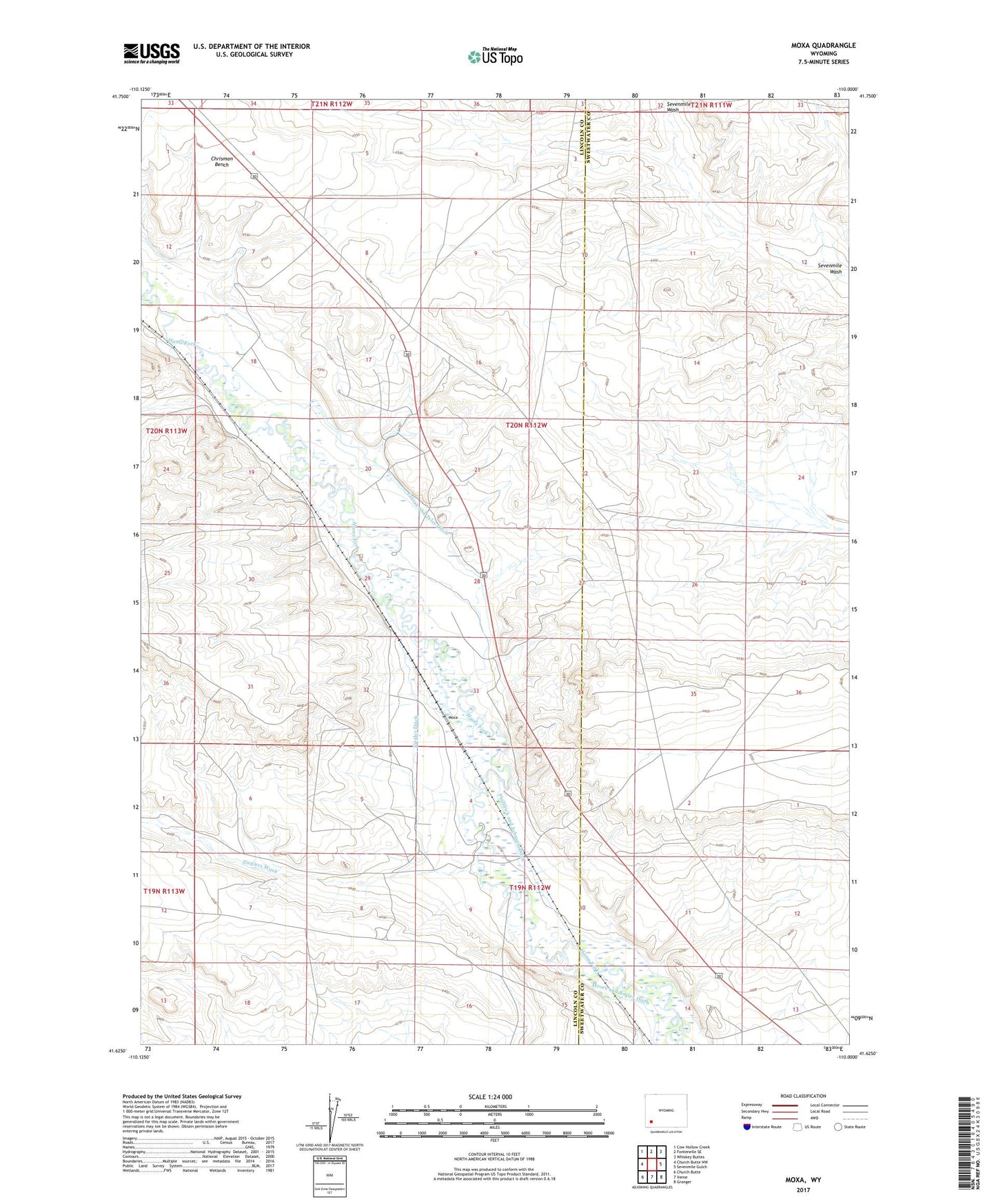Moxa Wyoming US Topo Map Image