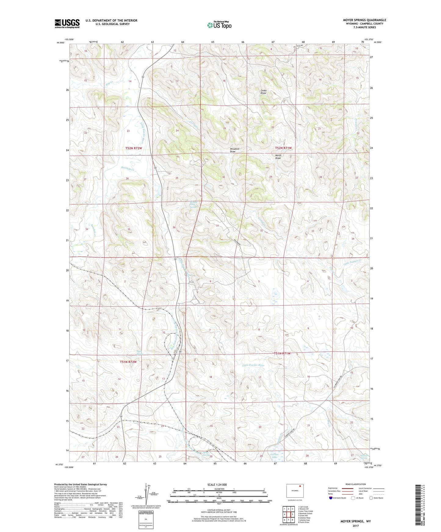 Moyer Springs Wyoming US Topo Map Image