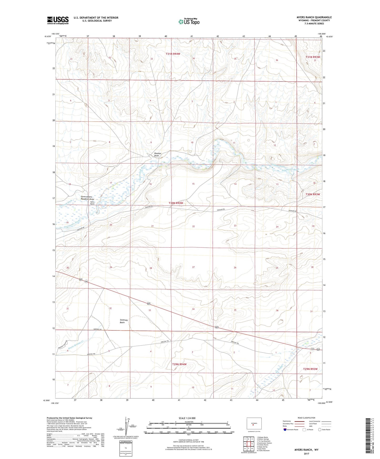 Myers Ranch Wyoming US Topo Map Image