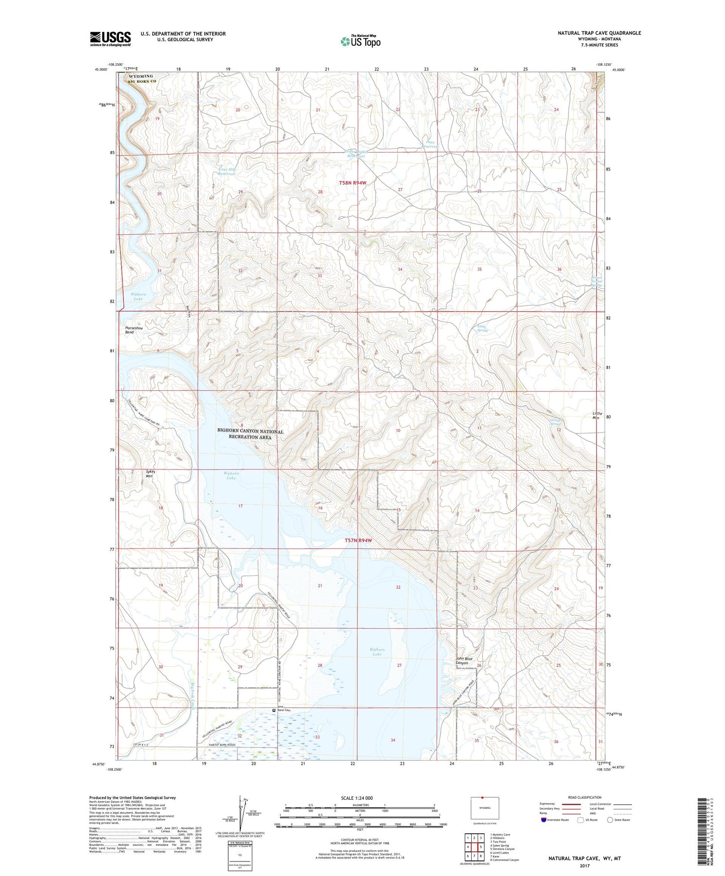Natural Trap Cave Wyoming US Topo Map Image