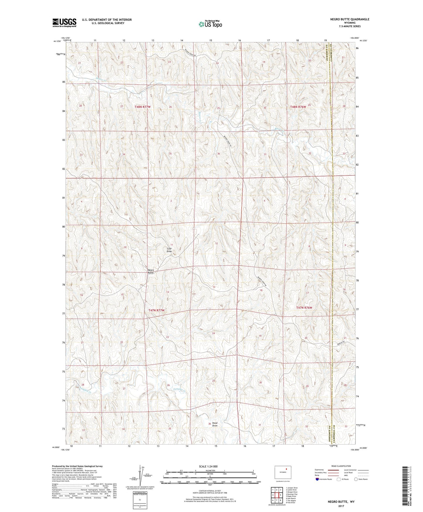 Negro Butte Wyoming US Topo Map Image