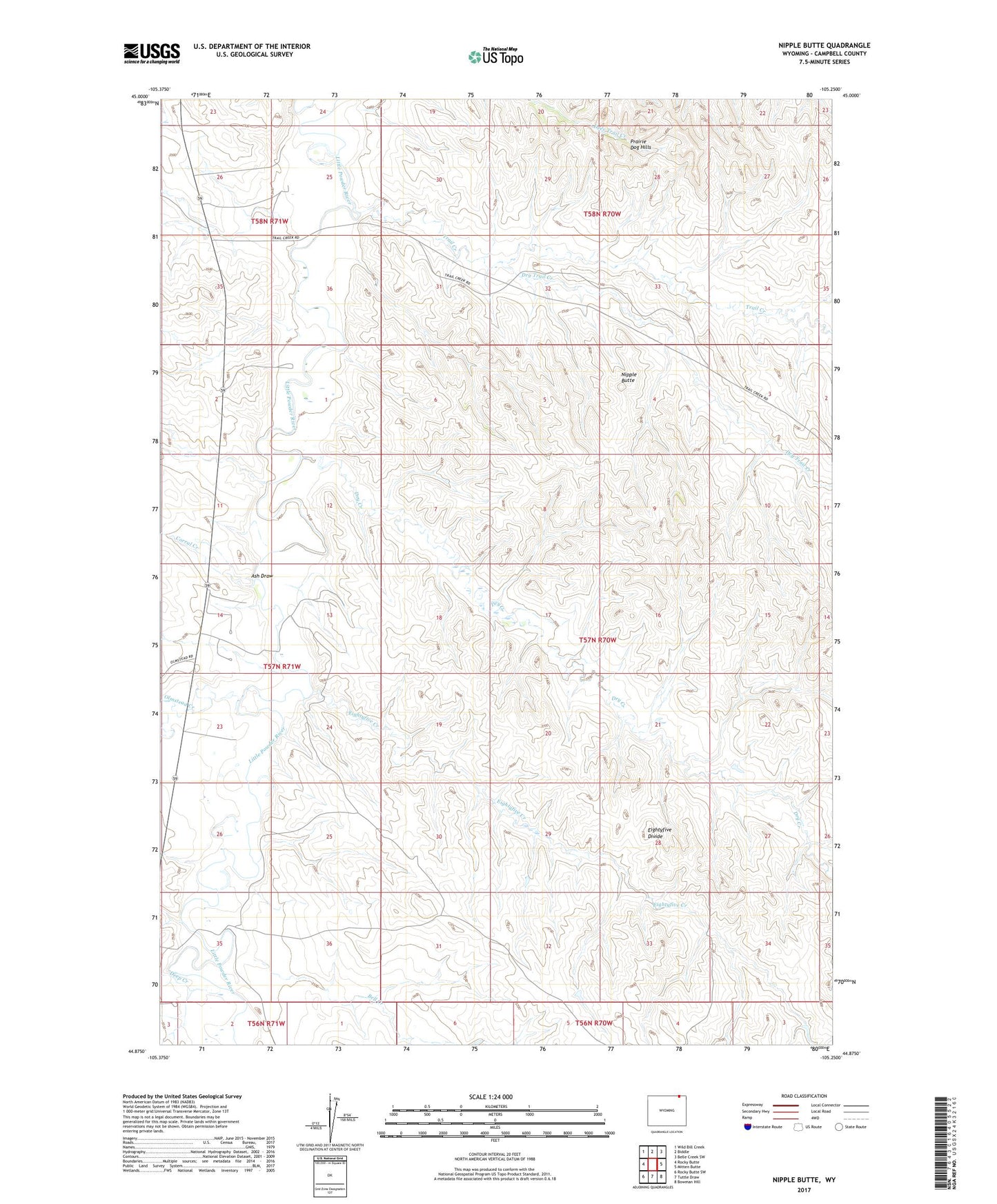 Nipple Butte Wyoming US Topo Map Image