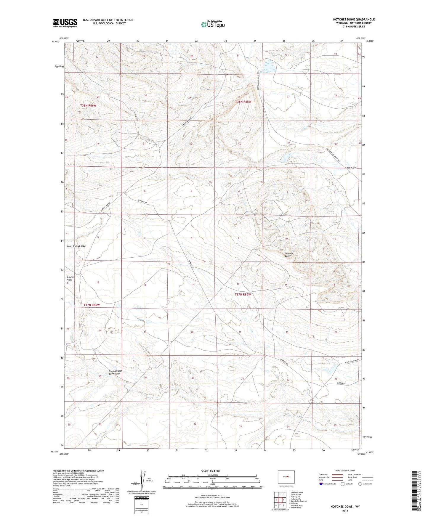 Notches Dome Wyoming US Topo Map Image
