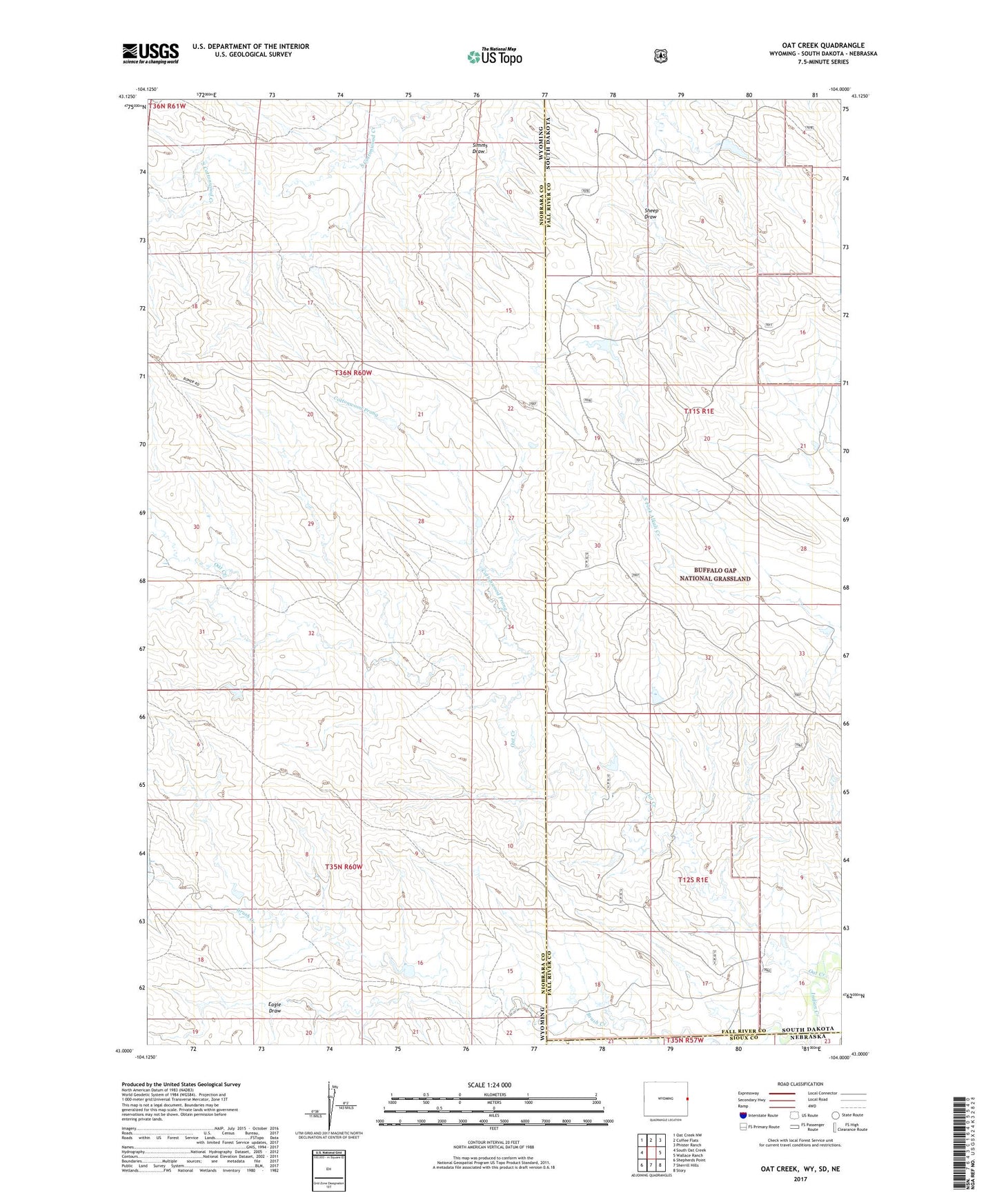 Oat Creek Wyoming US Topo Map Image