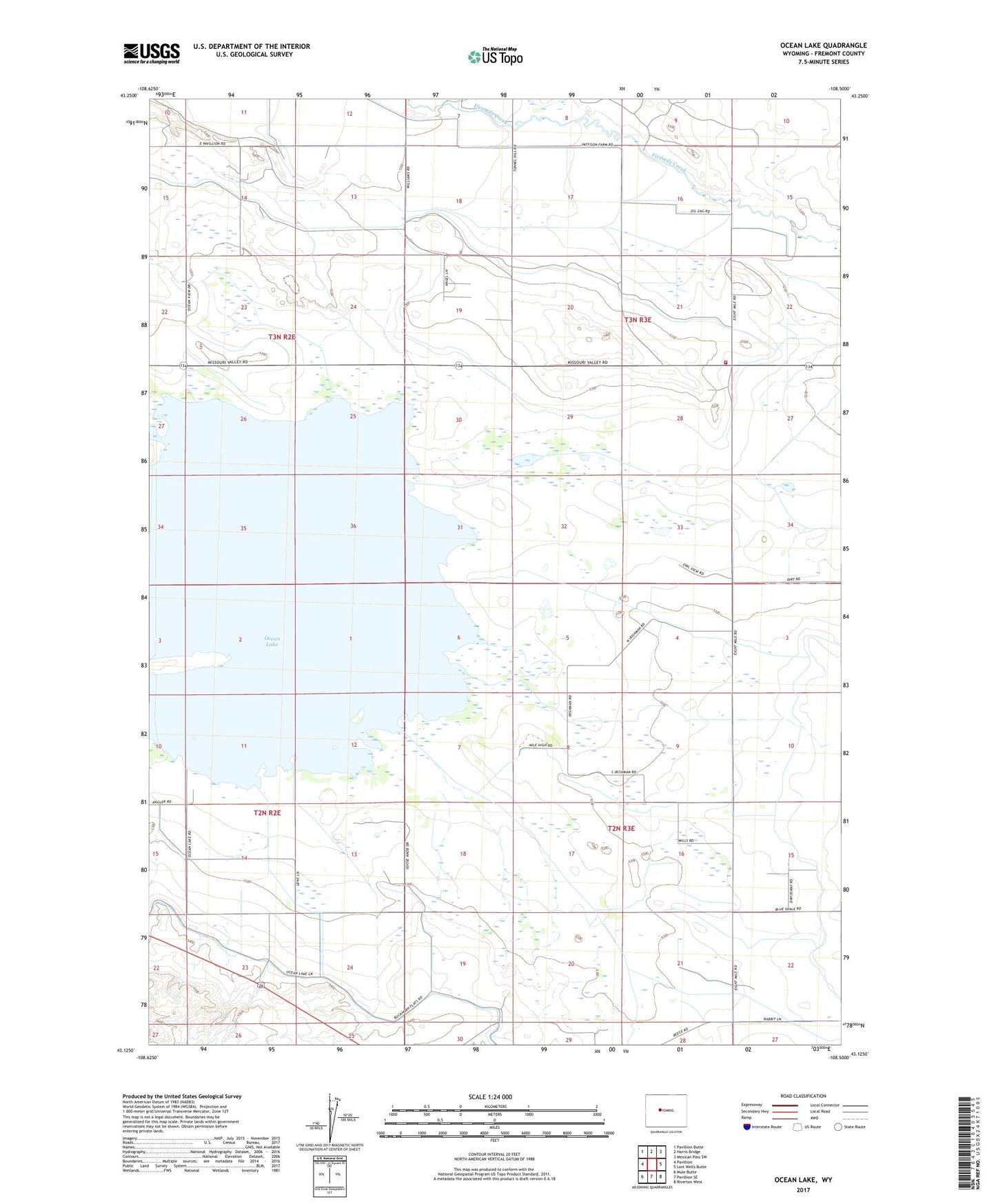 Ocean Lake Wyoming US Topo Map Image