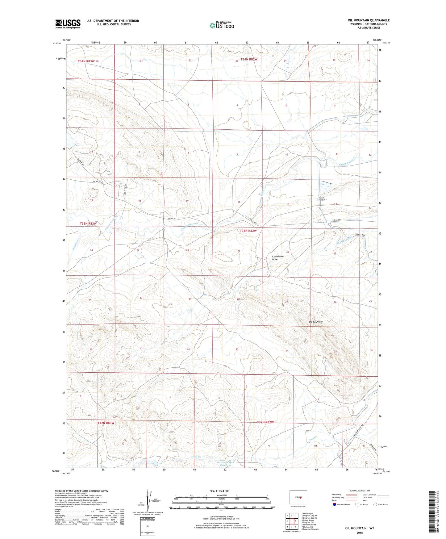 Oil Mountain Wyoming US Topo Map Image
