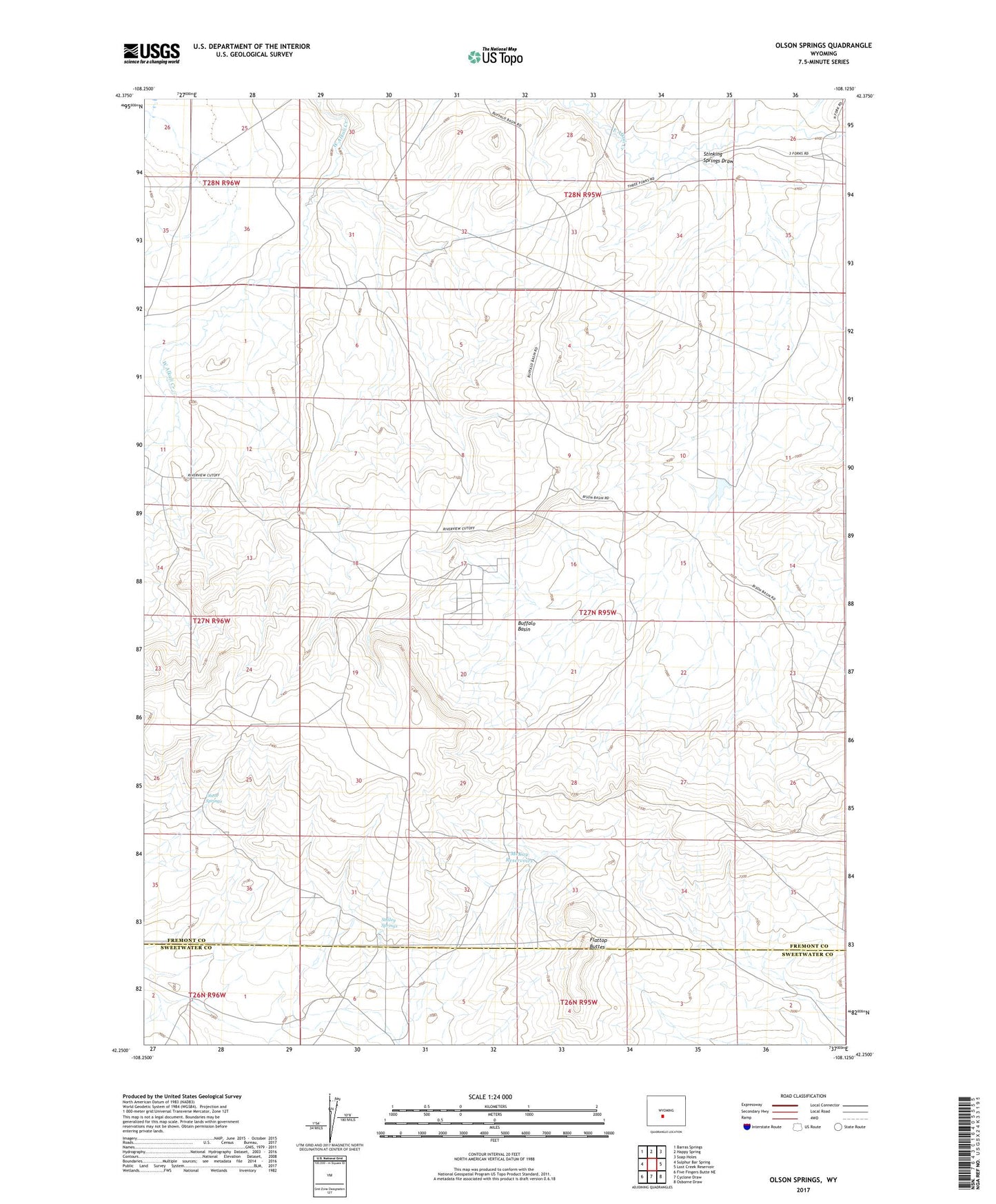 Olson Springs Wyoming US Topo Map Image