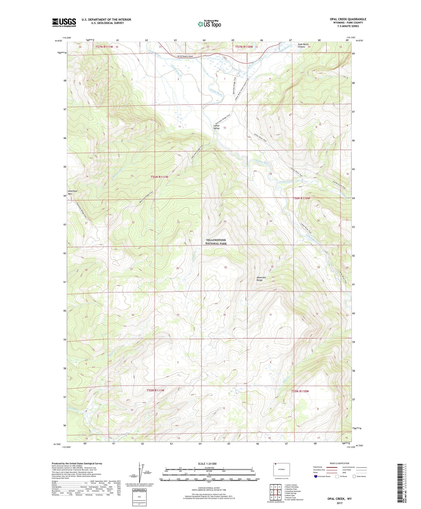 Opal Creek Wyoming US Topo Map Image