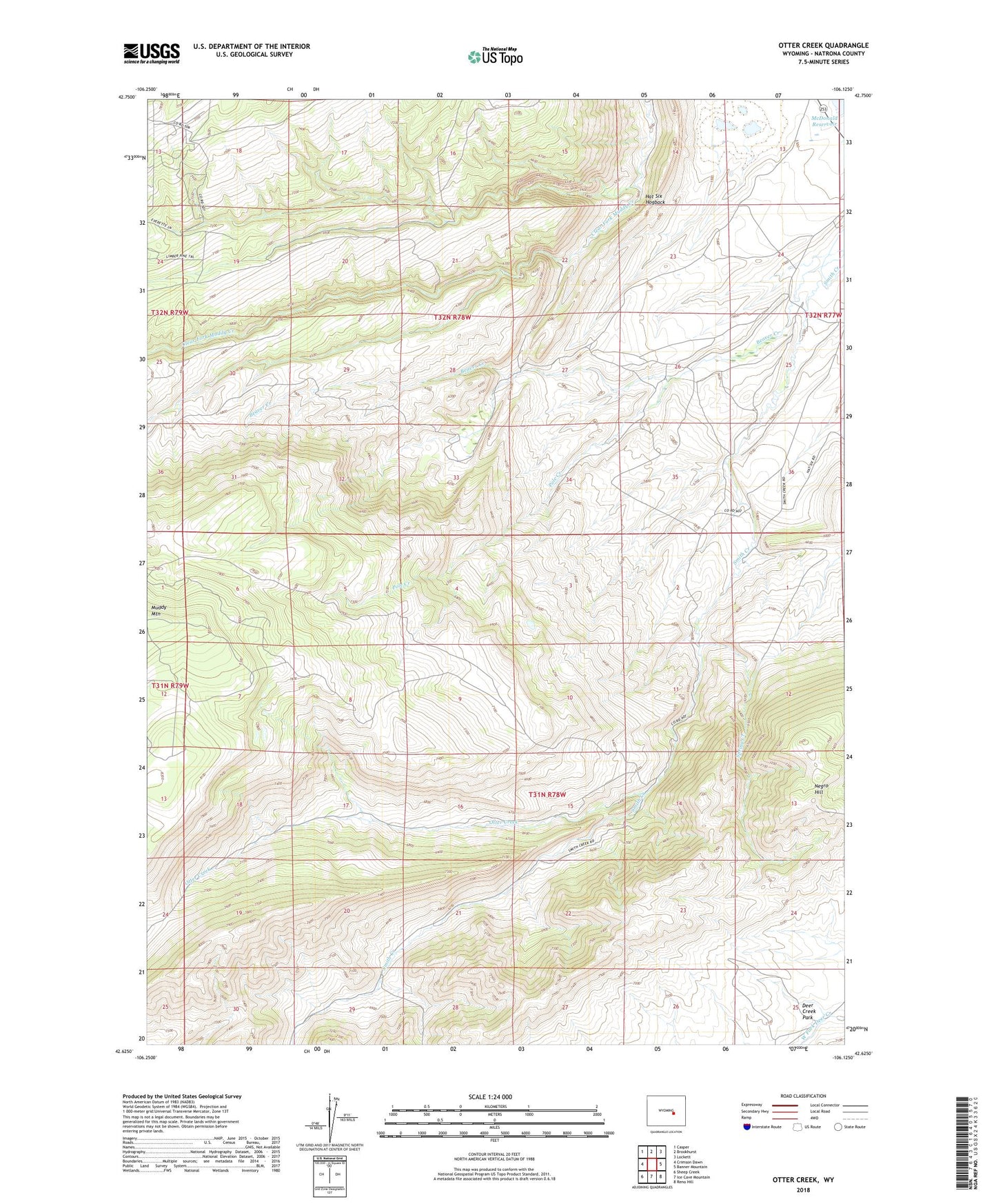 Otter Creek Wyoming US Topo Map Image