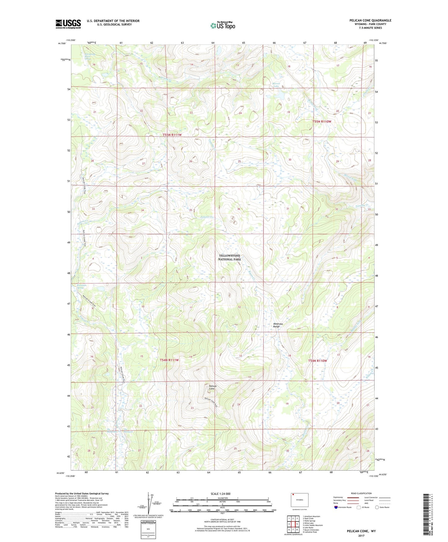 Pelican Cone Wyoming US Topo Map Image