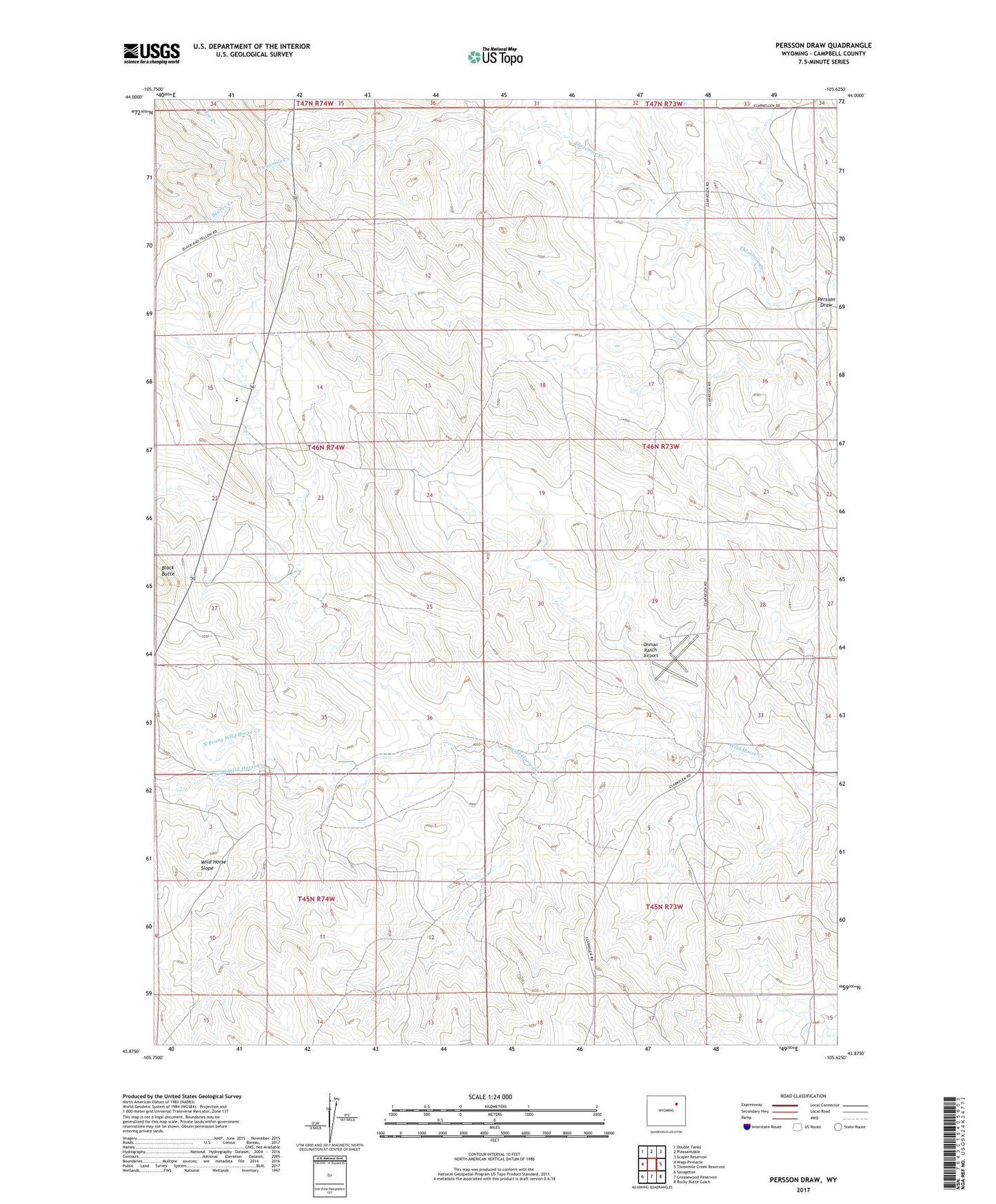 Persson Draw Wyoming US Topo Map Image