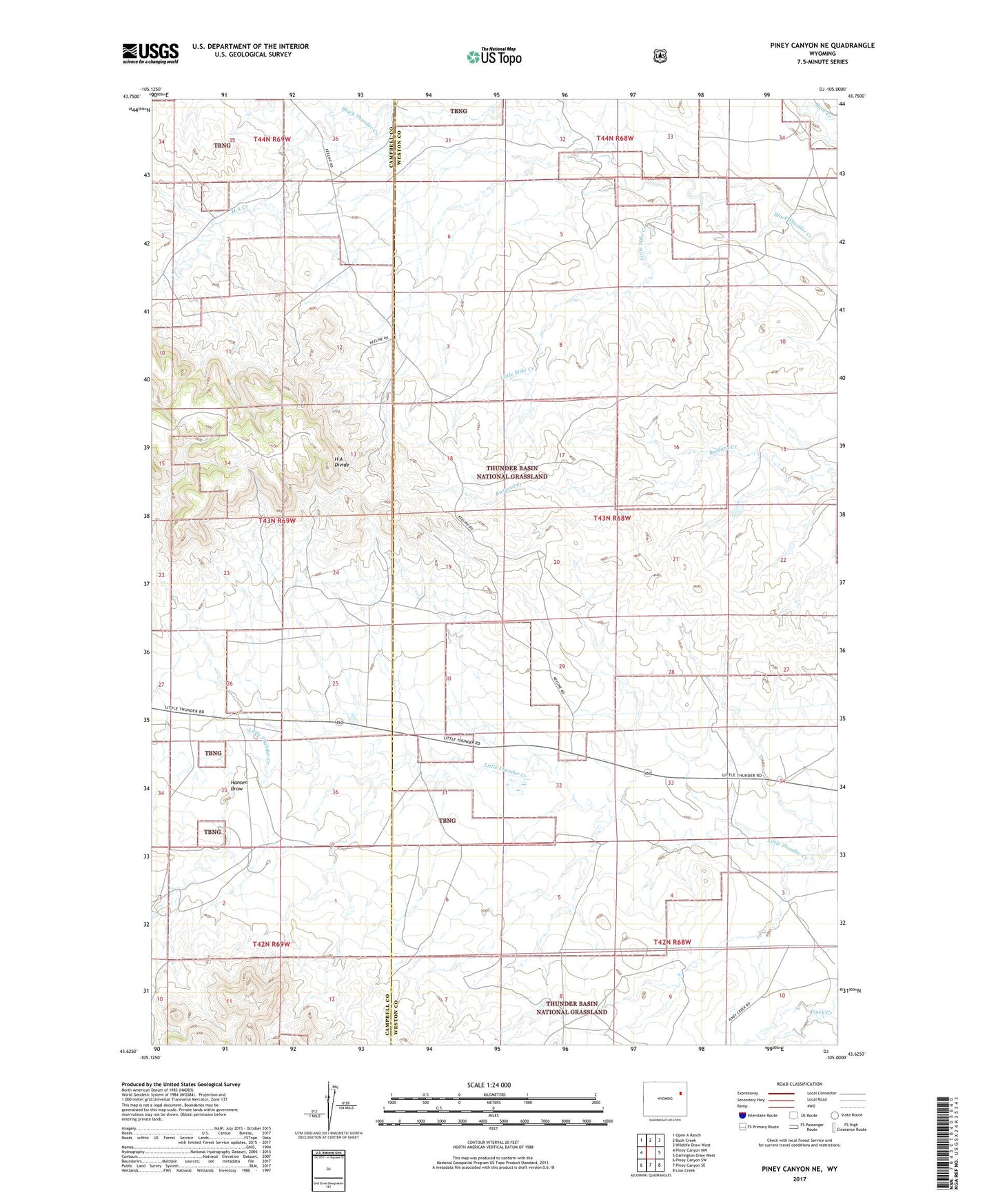 Piney Canyon NE Wyoming US Topo Map Image