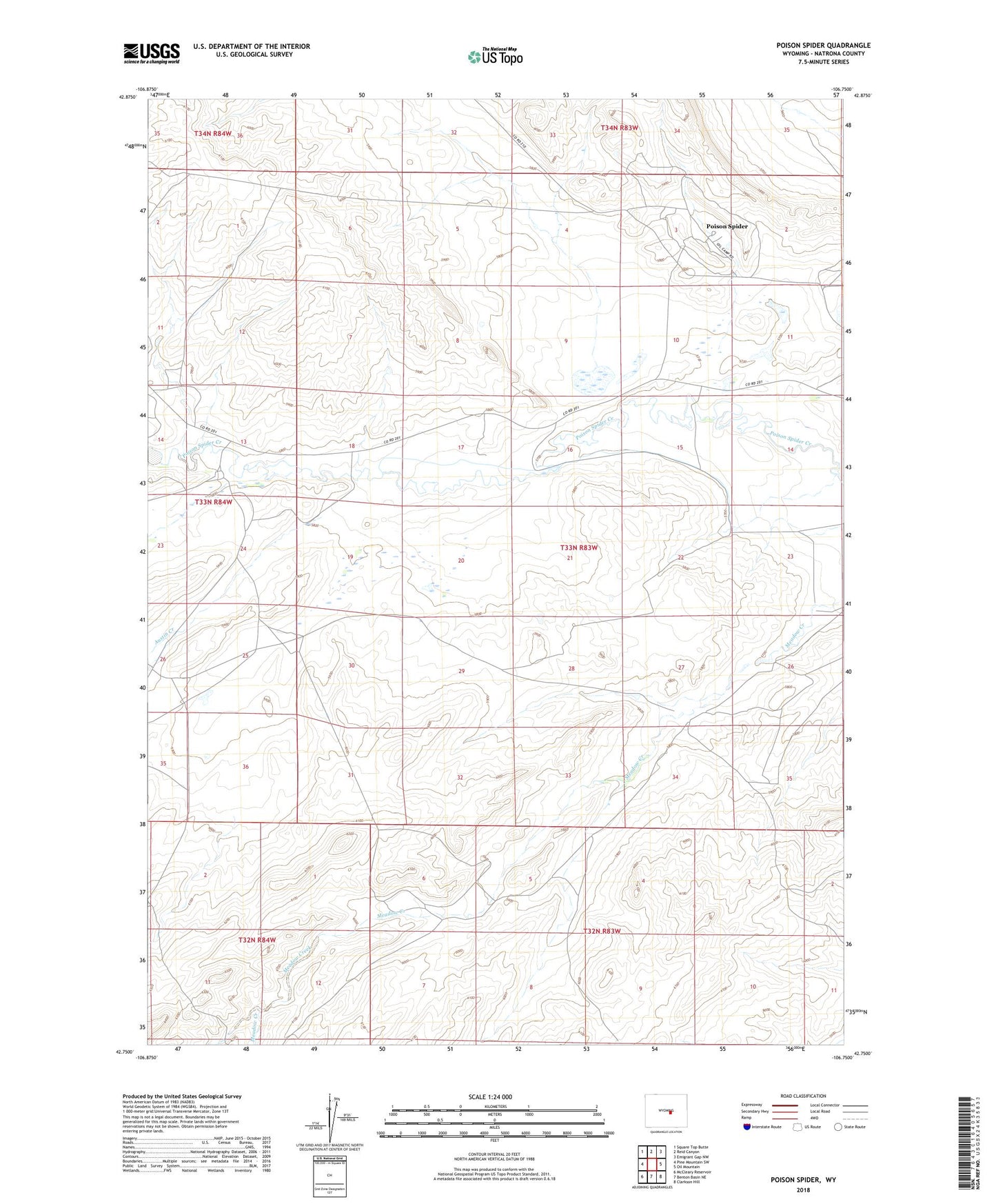 Poison Spider Wyoming US Topo Map Image