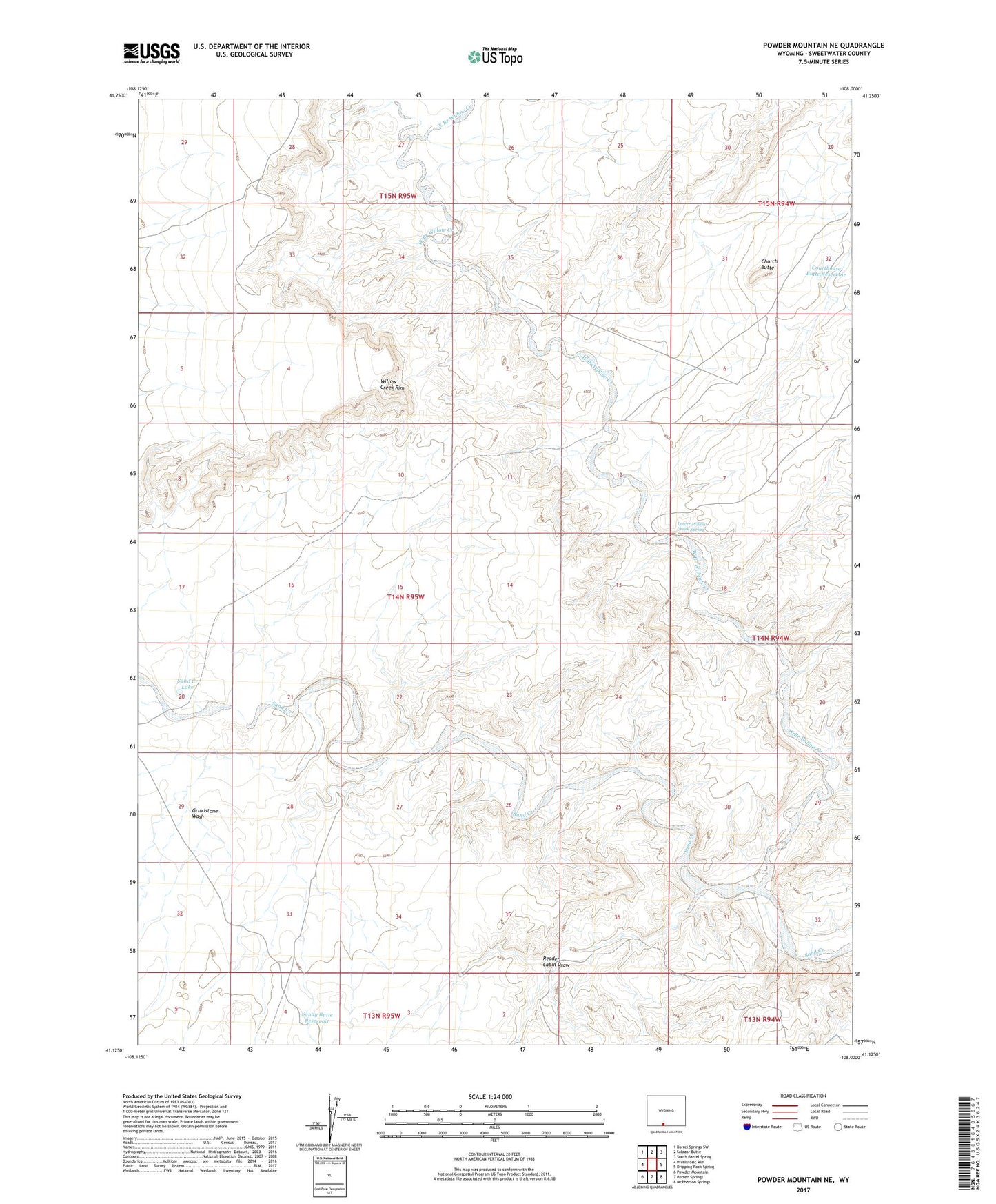 Powder Mountain NE Wyoming US Topo Map Image