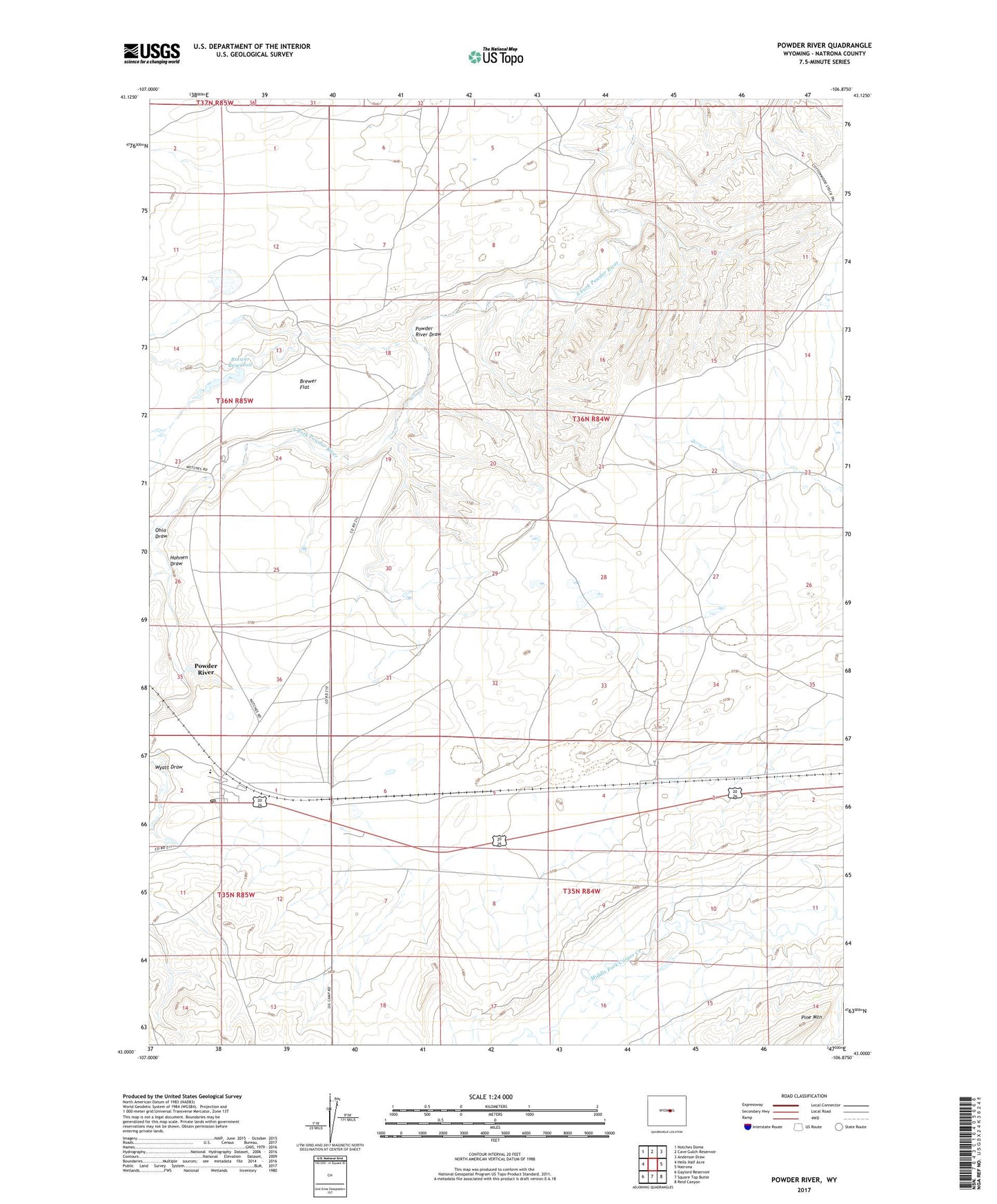 Powder River Wyoming US Topo Map Image