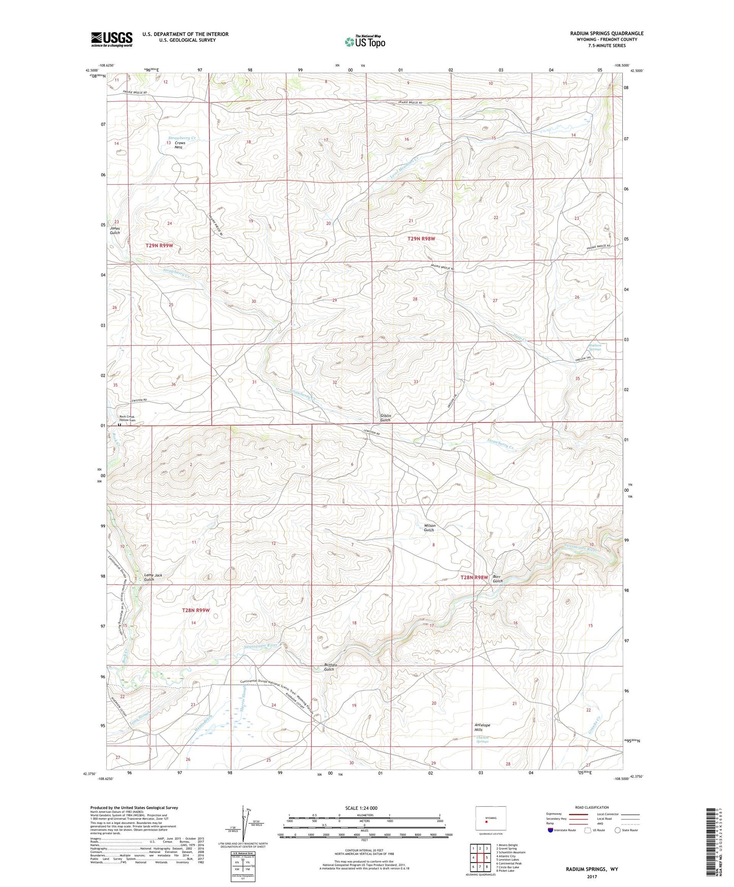 Radium Springs Wyoming US Topo Map Image