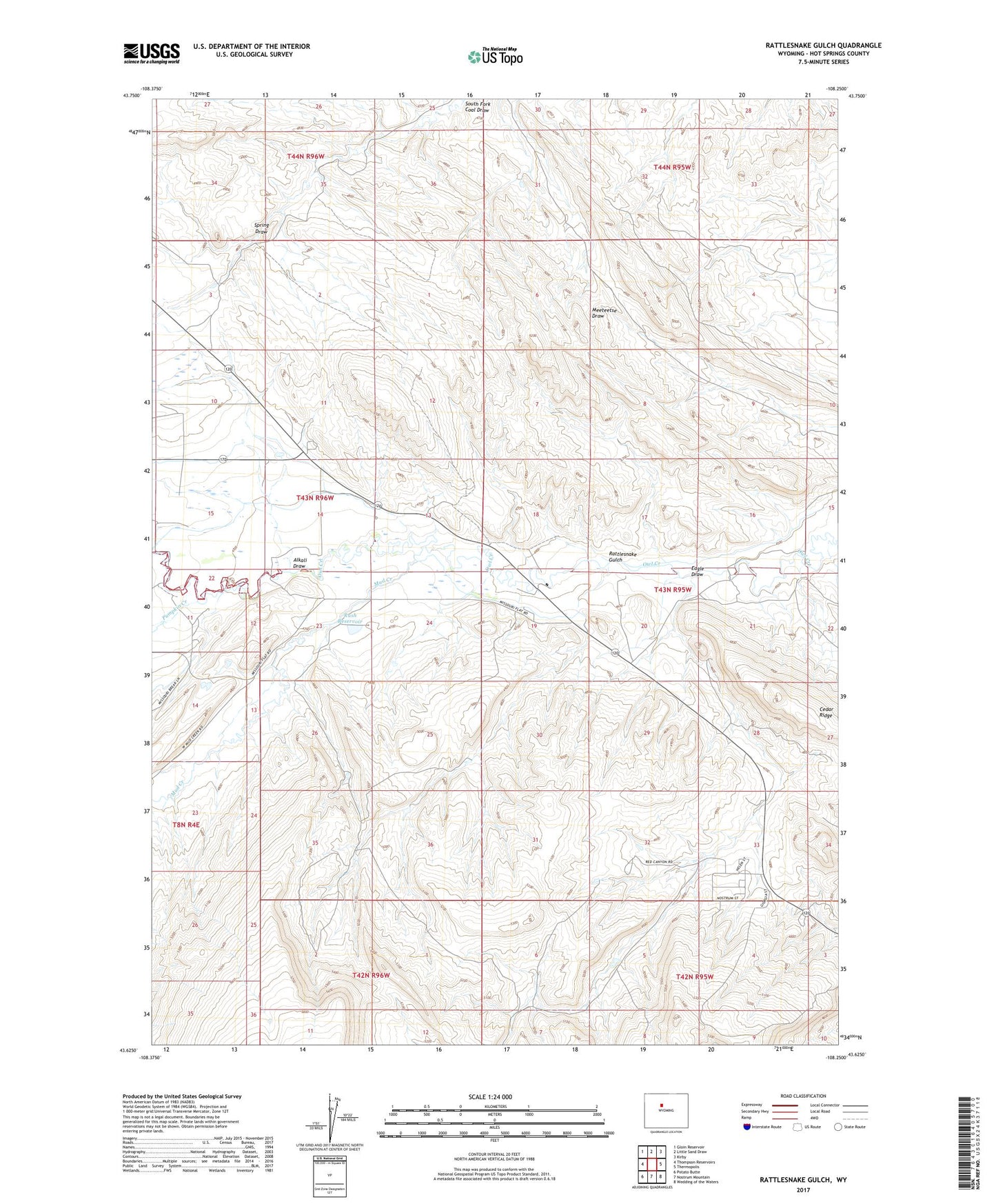 Rattlesnake Gulch Wyoming US Topo Map Image