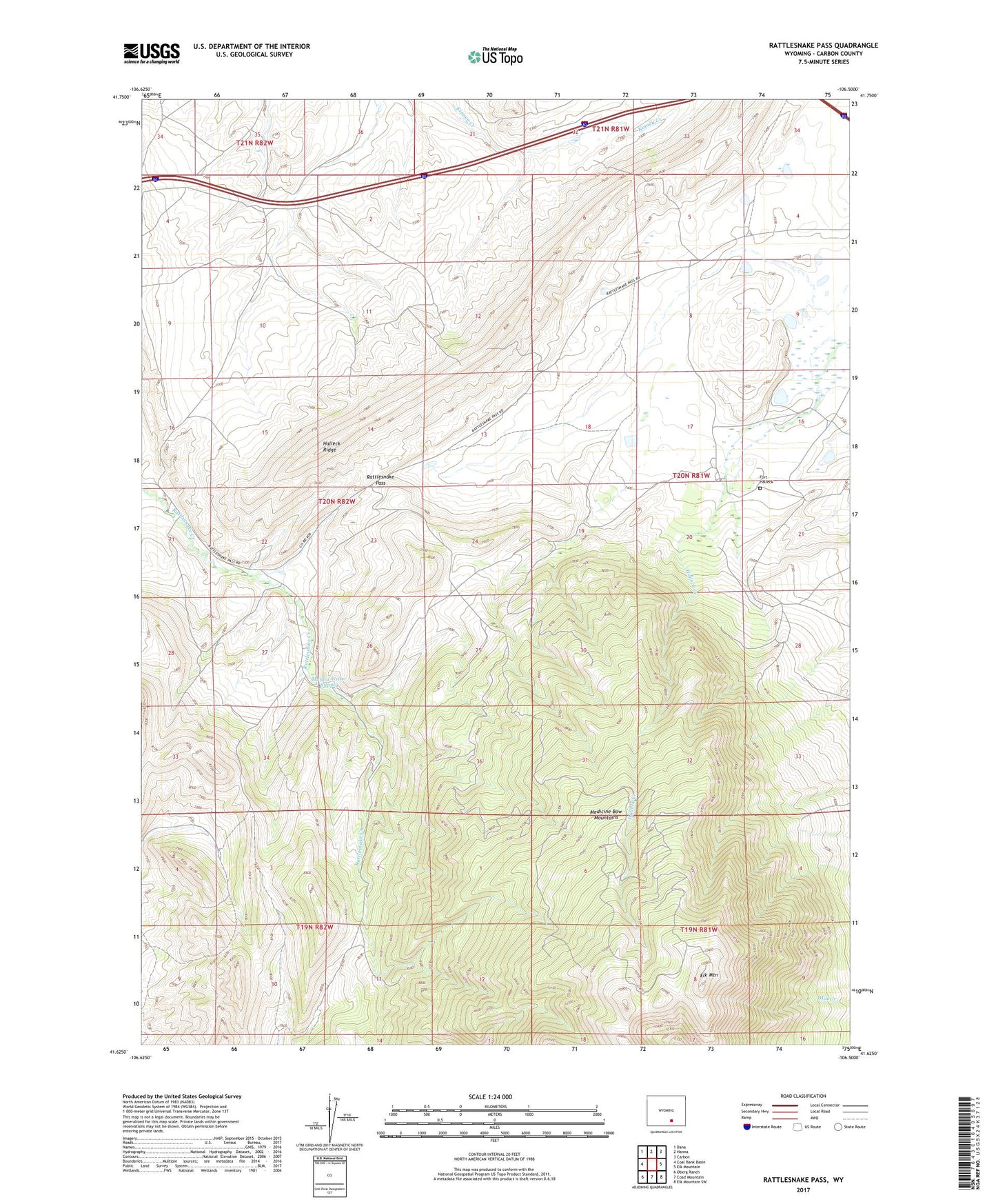 Rattlesnake Pass Wyoming US Topo Map Image