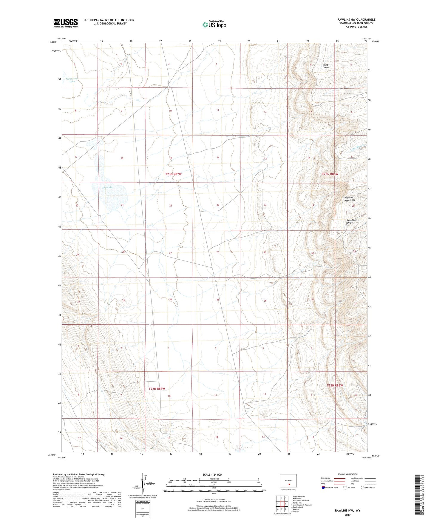 Rawlins NW Wyoming US Topo Map Image