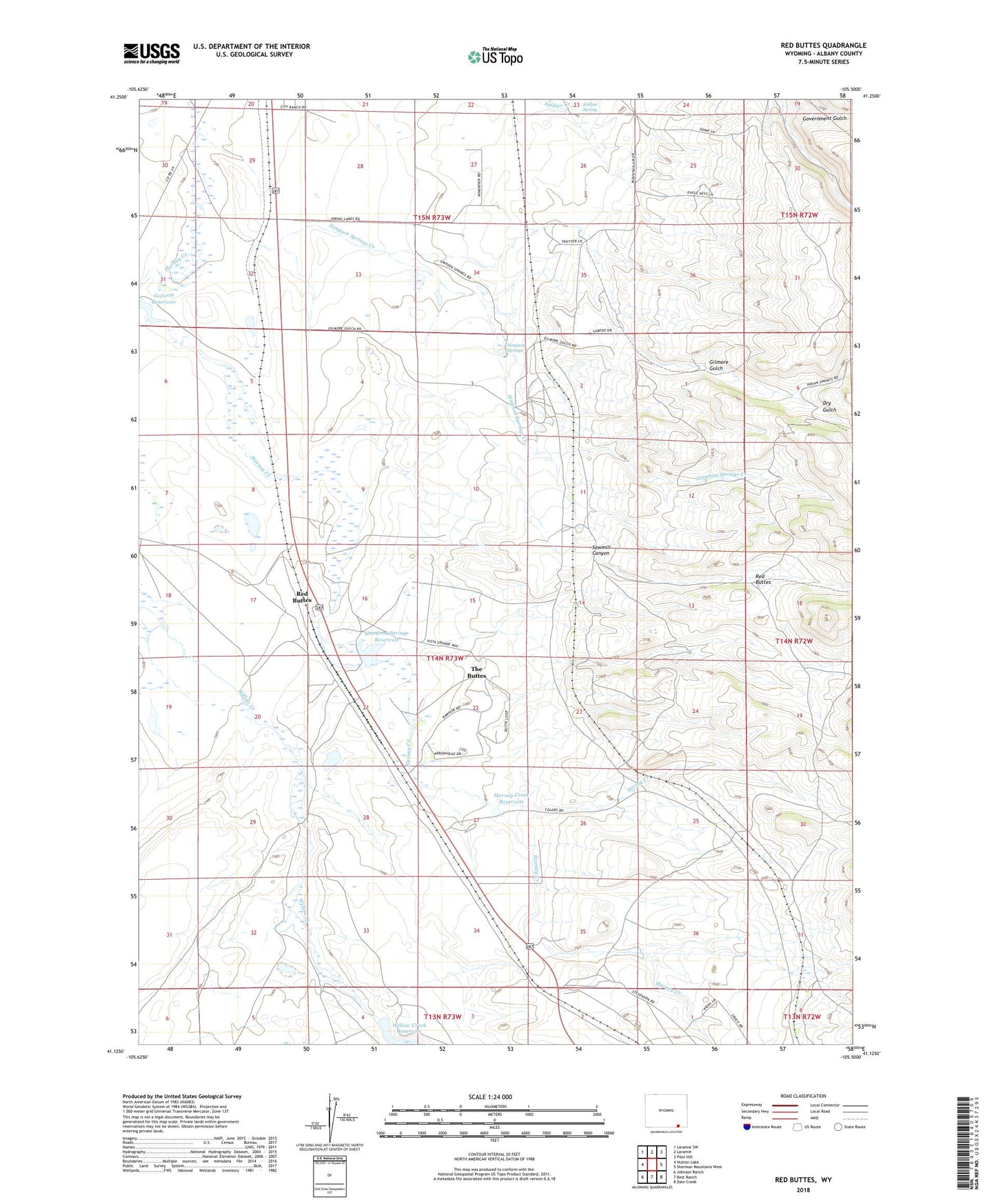 Red Buttes Wyoming US Topo Map Image
