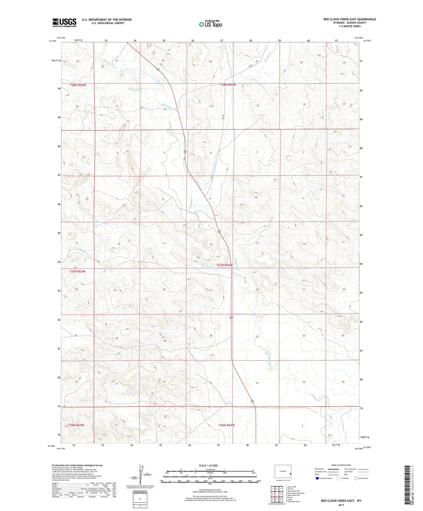 Red Cloud Creek East Wyoming US Topo Map Image