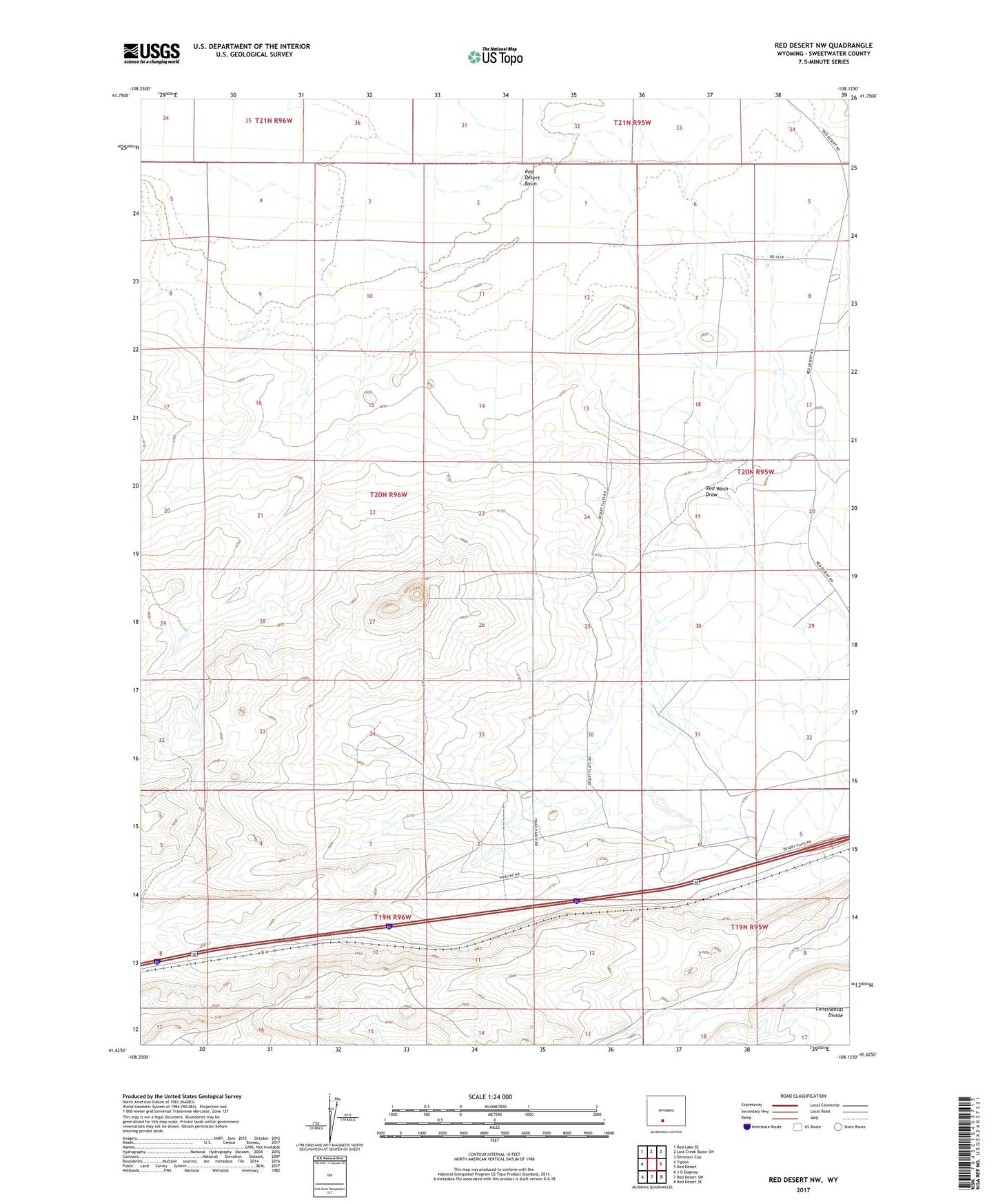 Red Desert NW Wyoming US Topo Map Image