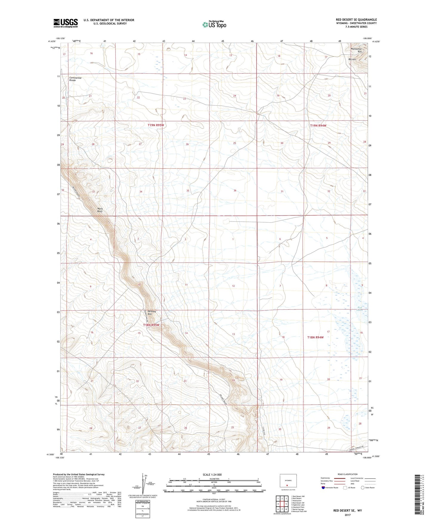 Red Desert SE Wyoming US Topo Map Image