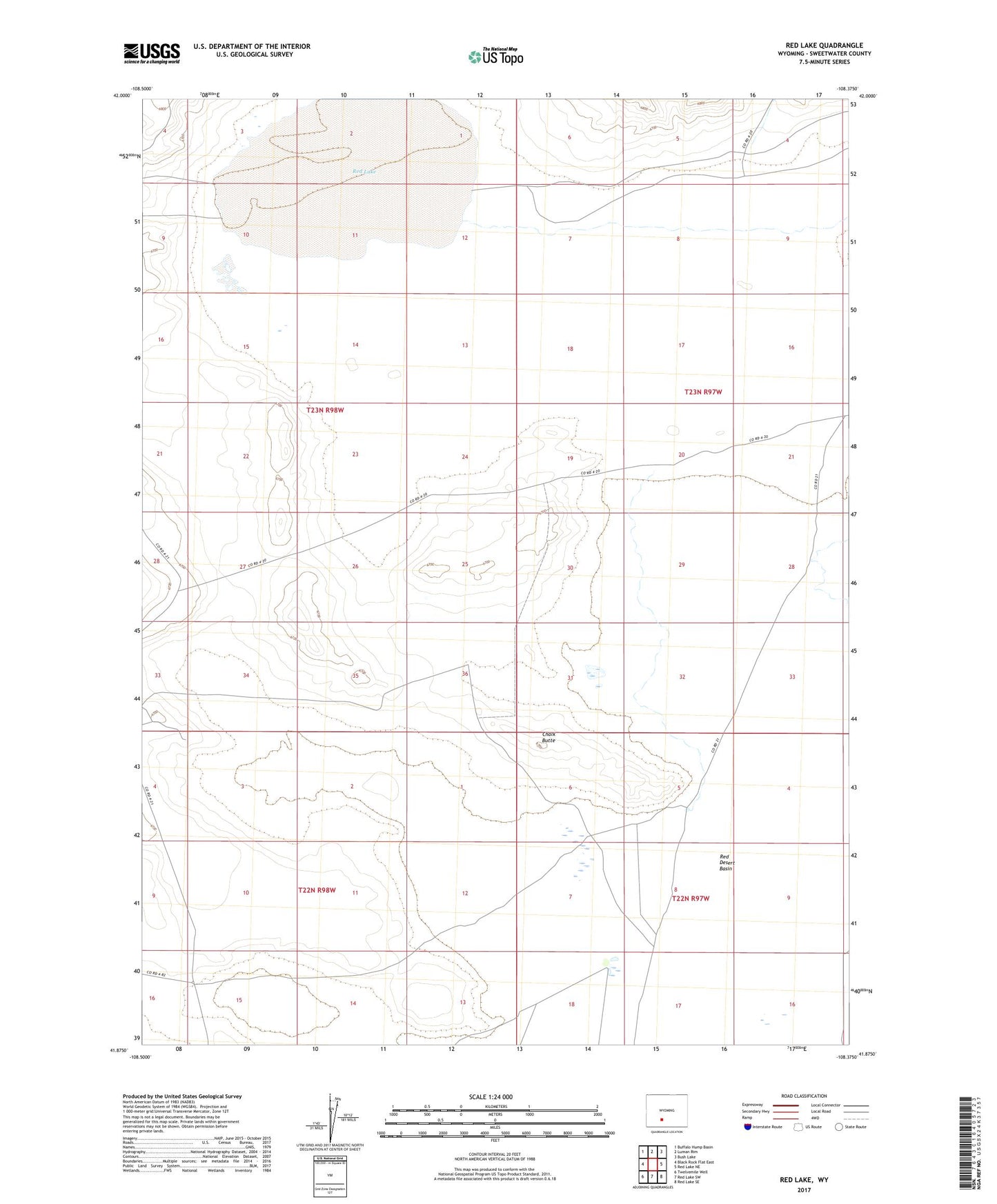 Red Lake Wyoming US Topo Map Image