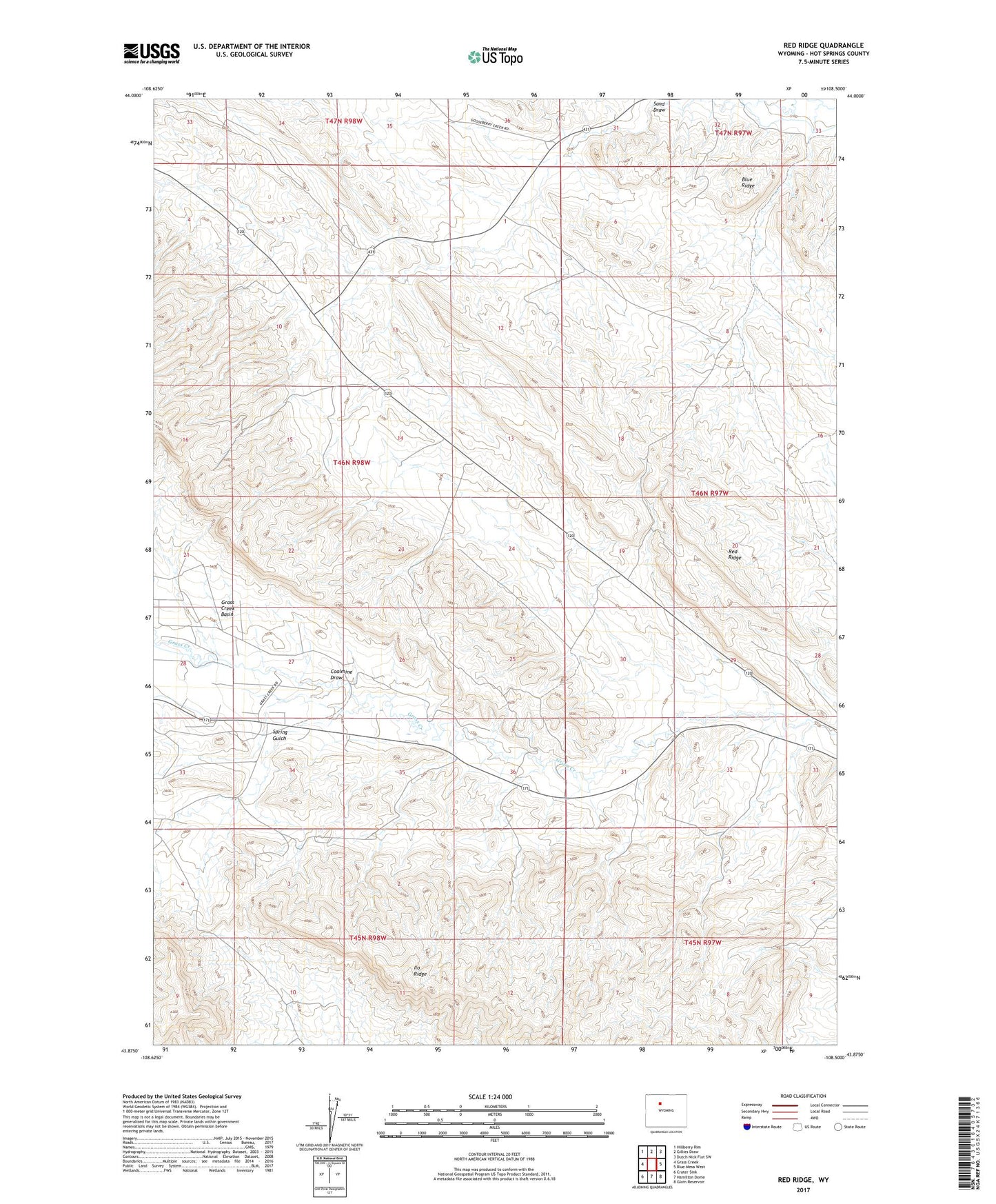 Red Ridge Wyoming US Topo Map Image