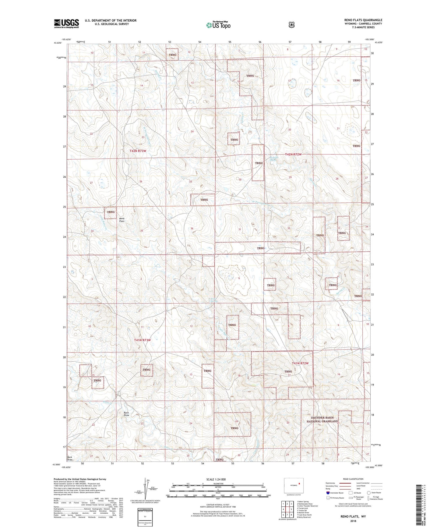 Reno Flats Wyoming US Topo Map Image