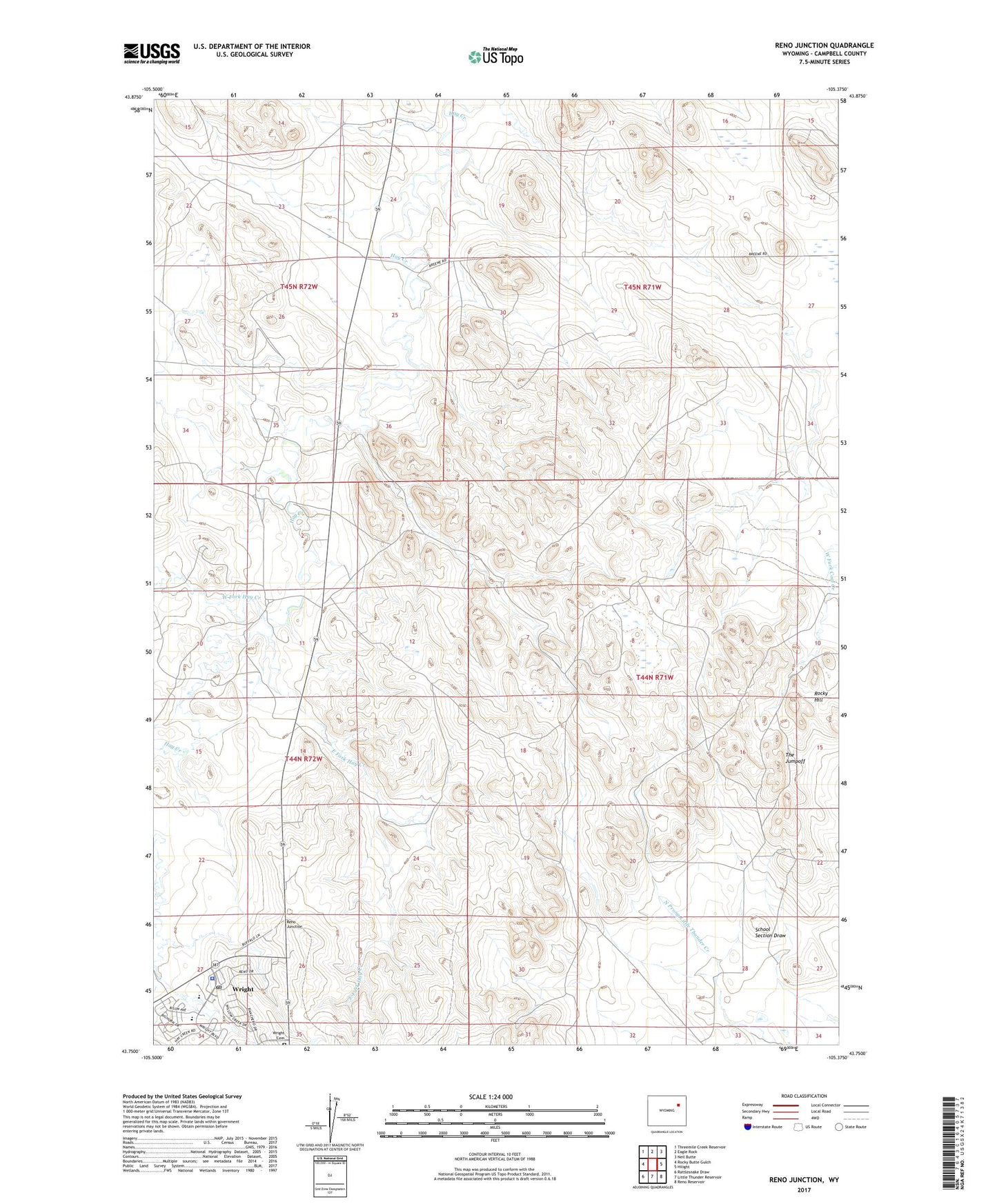 Reno Junction Wyoming US Topo Map Image