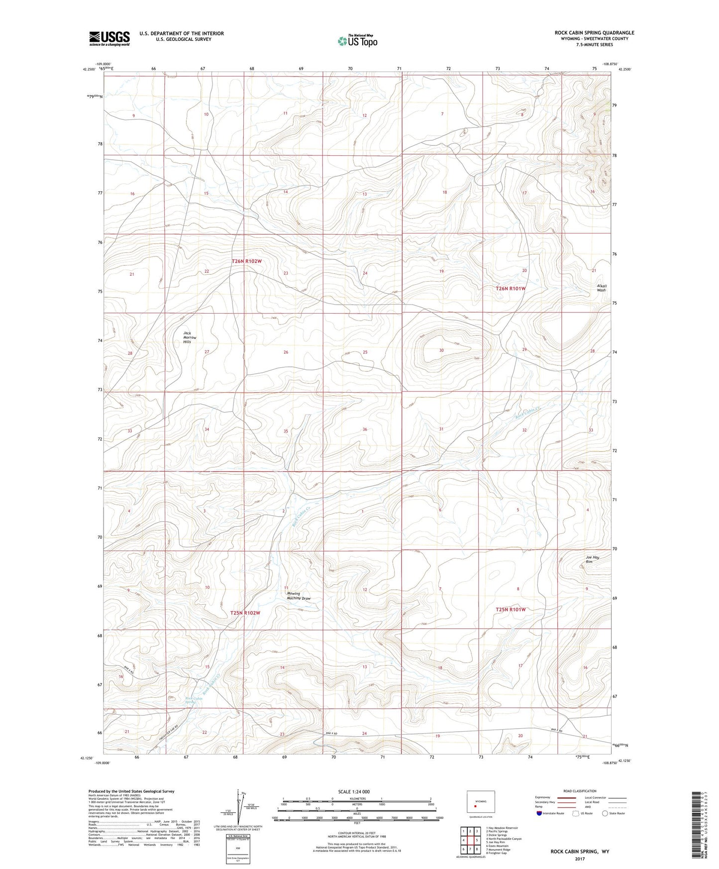 Rock Cabin Spring Wyoming US Topo Map Image