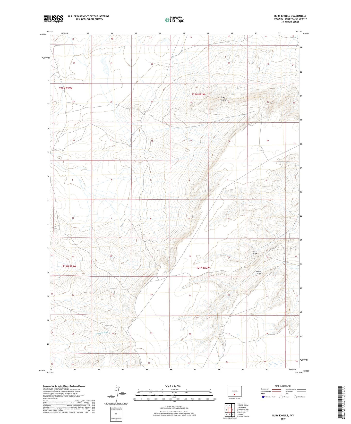 Ruby Knolls Wyoming US Topo Map Image