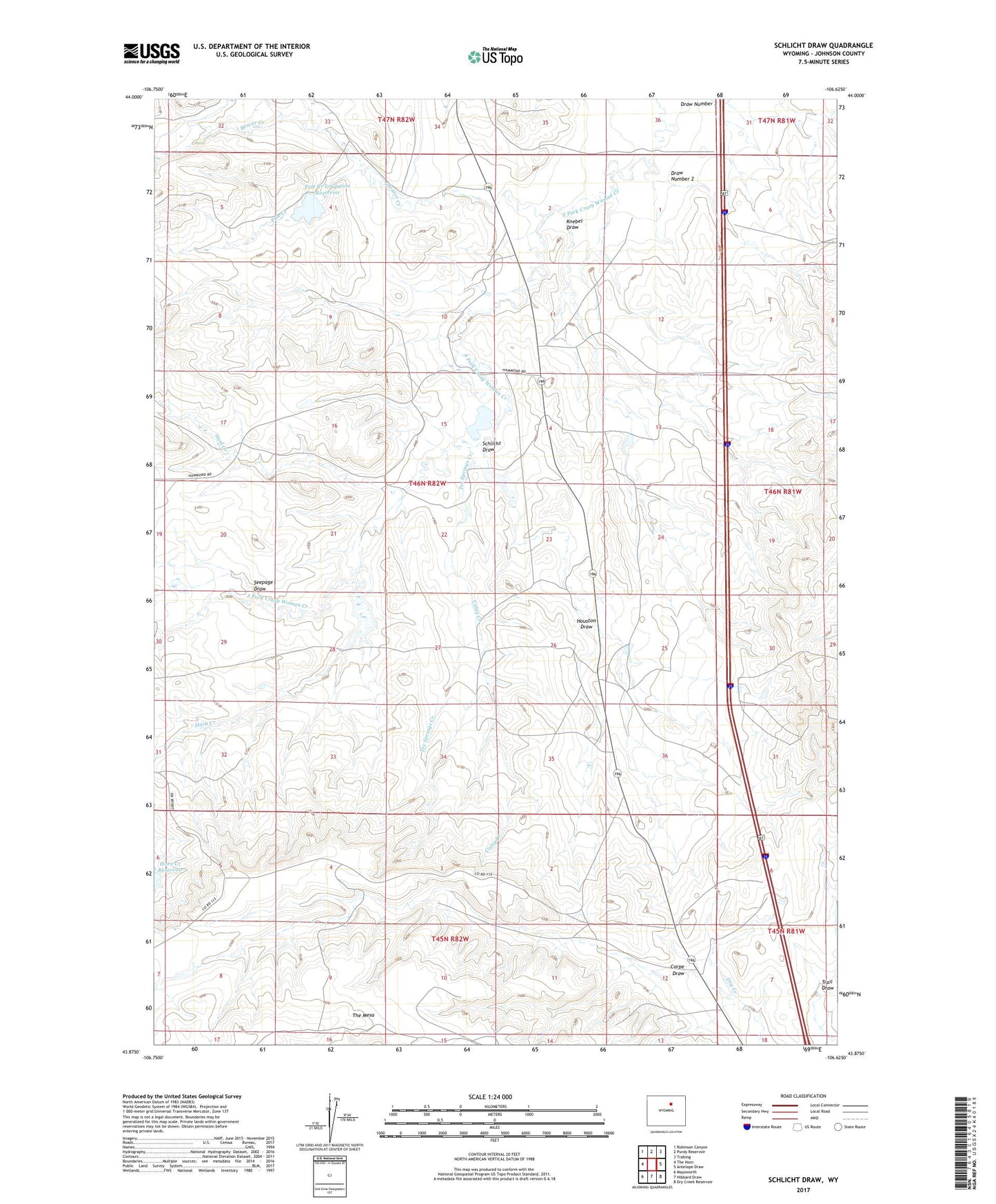 Schlicht Draw Wyoming US Topo Map Image