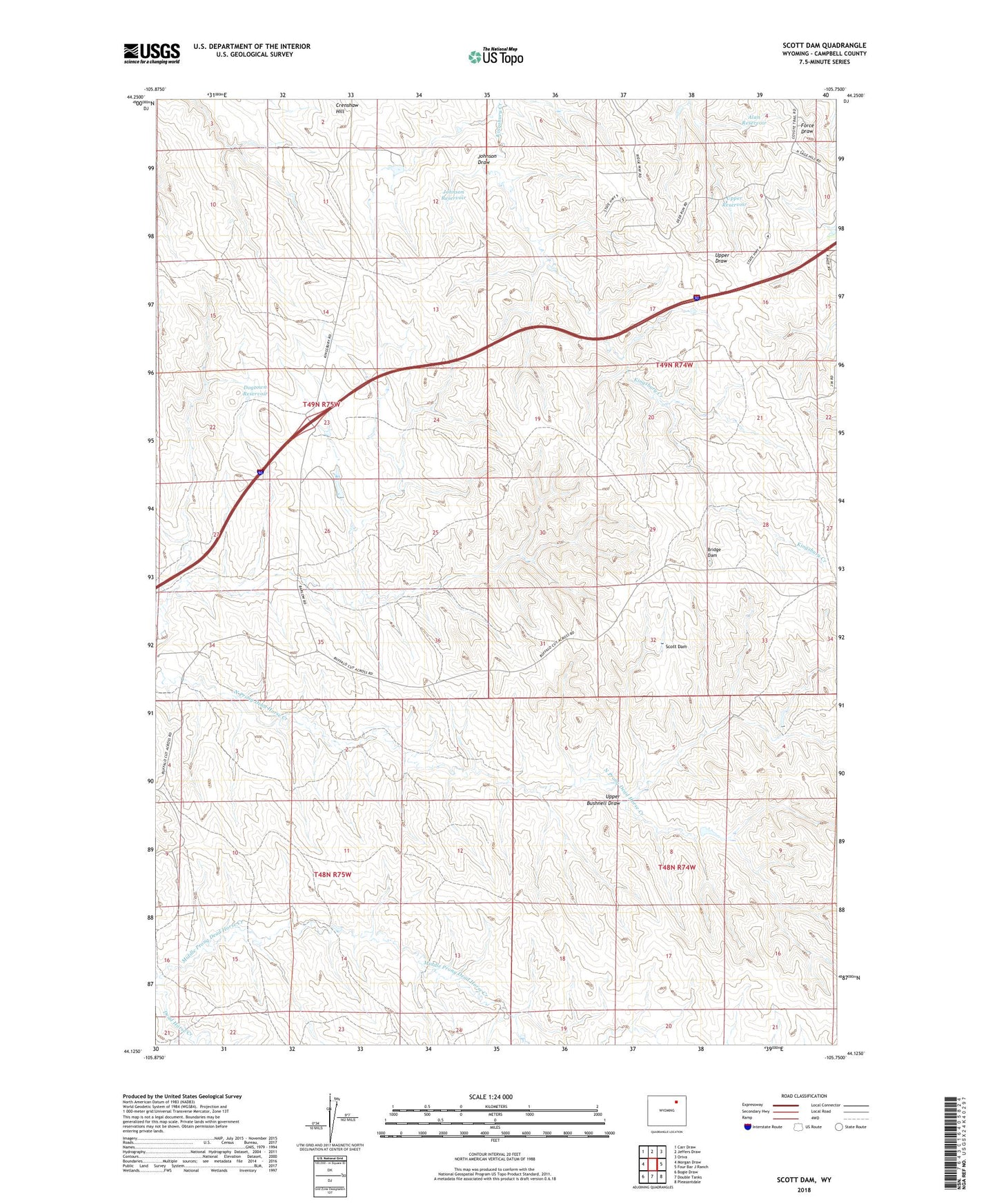 Scott Dam Wyoming US Topo Map Image