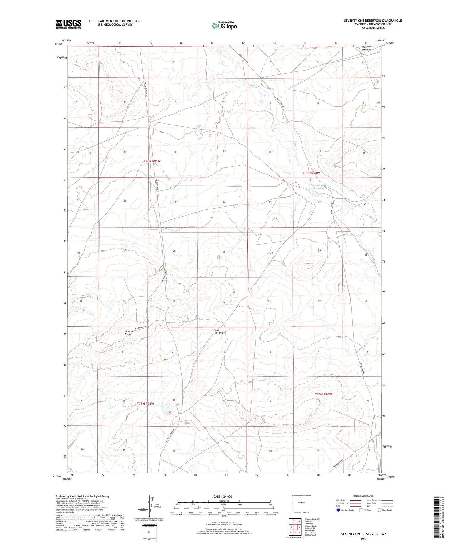 Seventy One Reservoir Wyoming US Topo Map Image