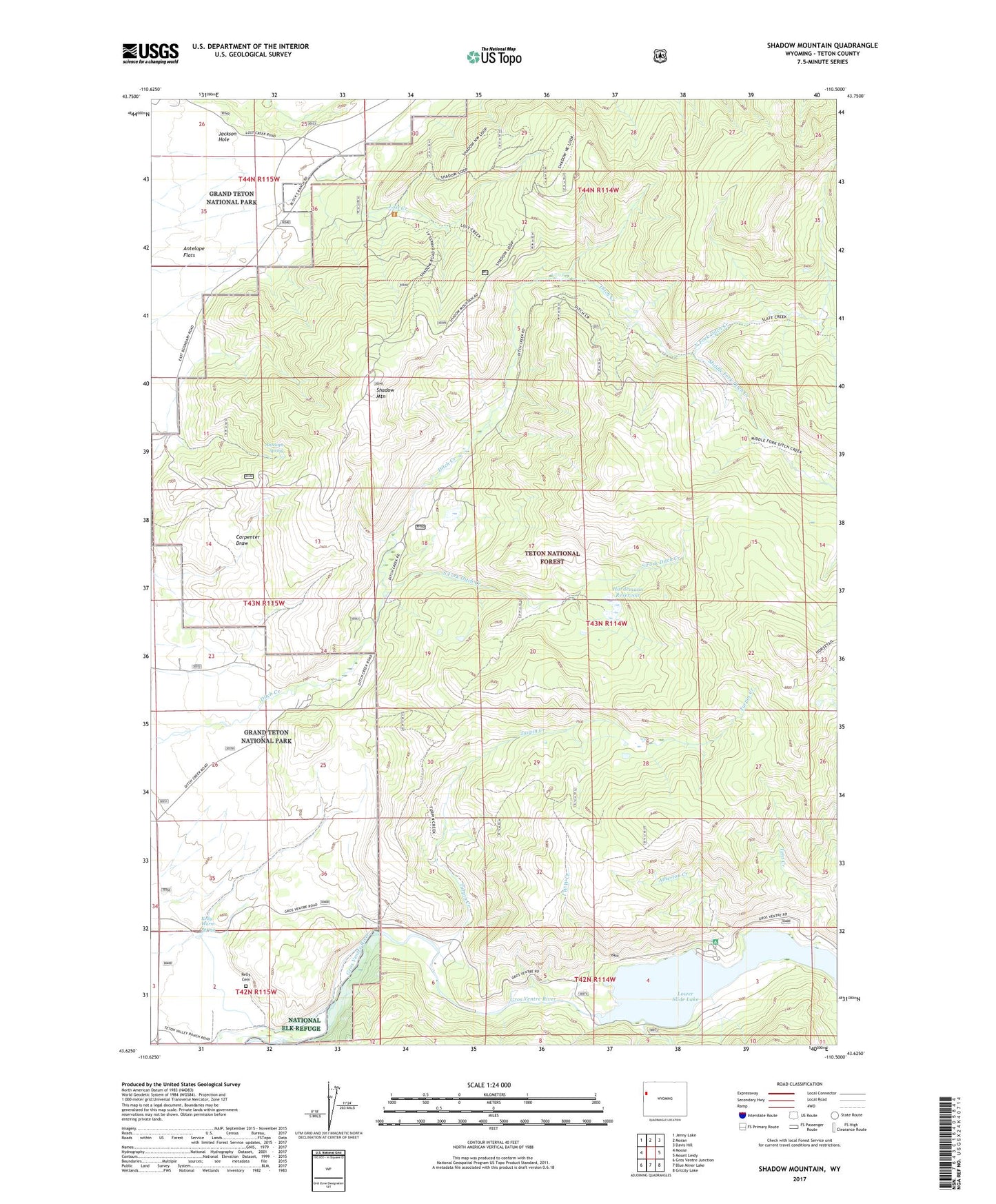 Shadow Mountain Wyoming US Topo Map Image