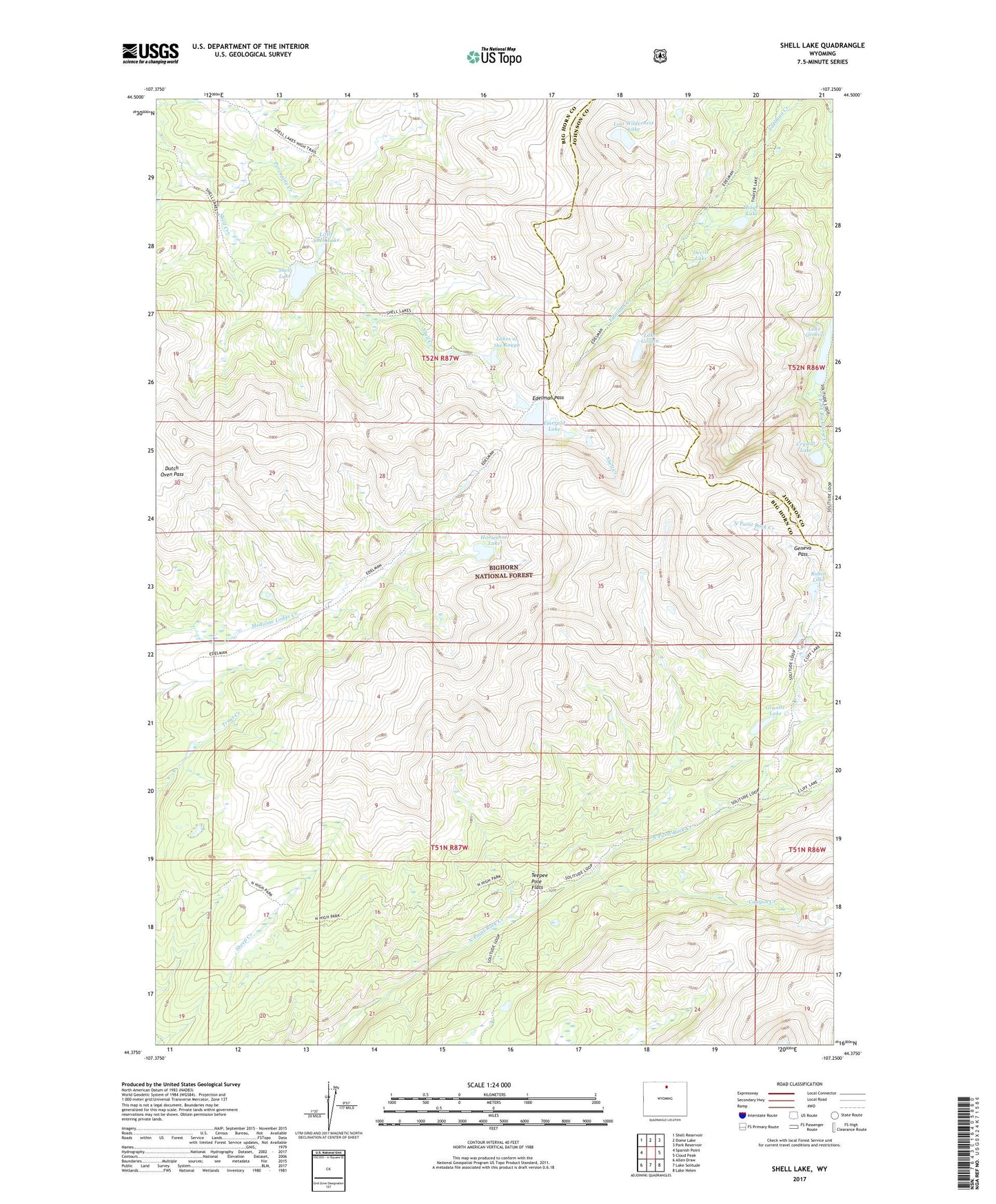 Shell Lake Wyoming US Topo Map Image