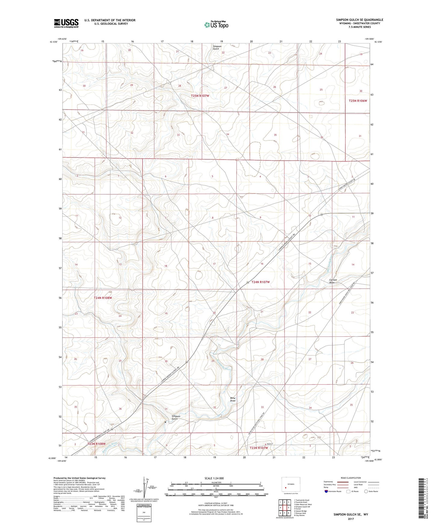 Simpson Gulch SE Wyoming US Topo Map Image